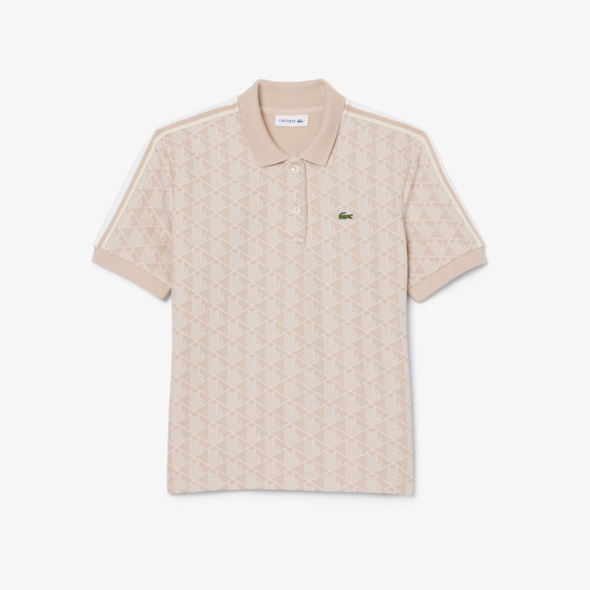 Women's Slim Fit Monogram Polo - Beige / Blanc