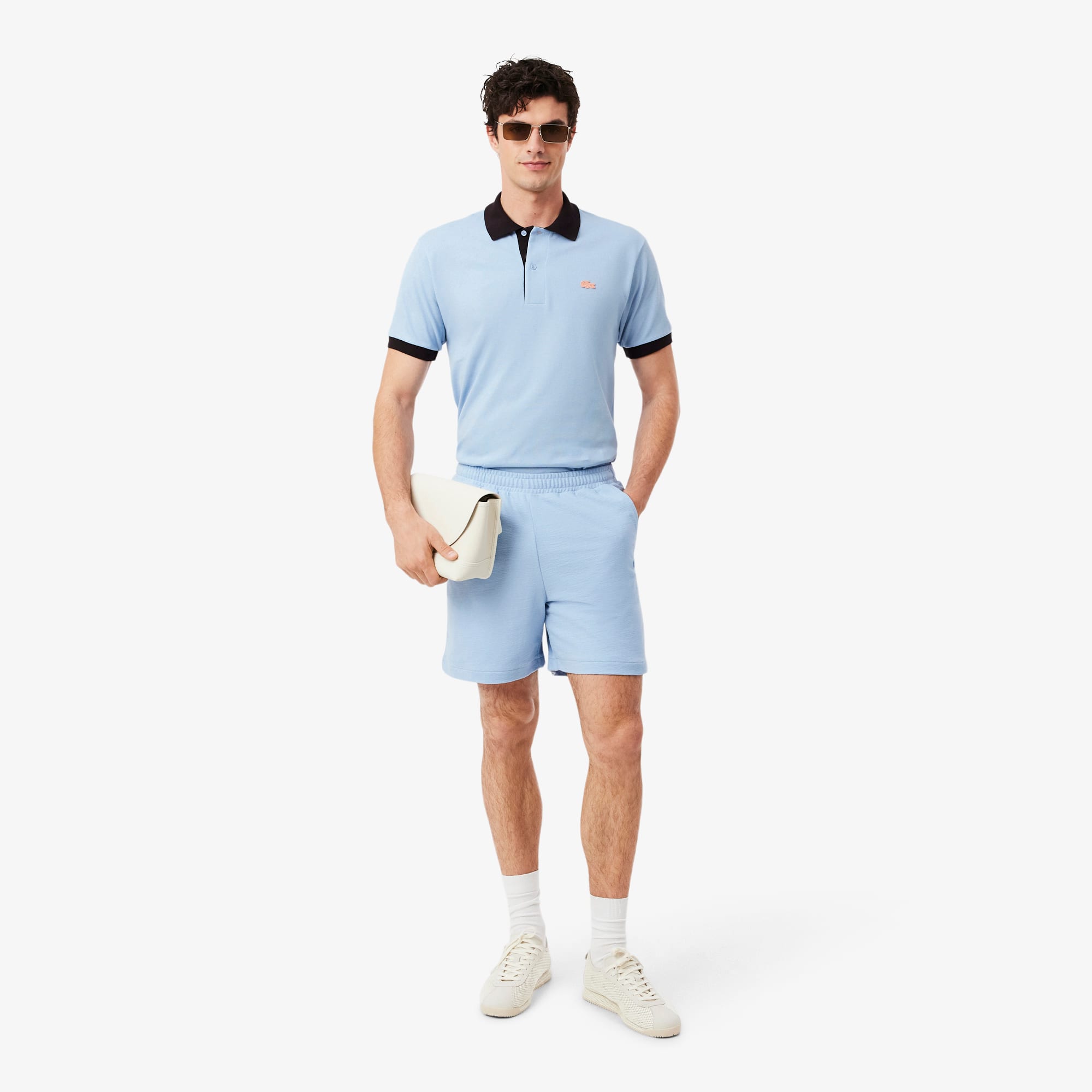 Textured Jersey Shorts - Light Blue