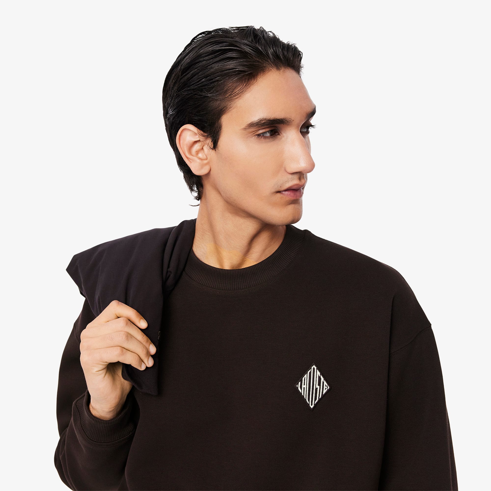 Double Face Piqué Badge Sweatshirt - Brown