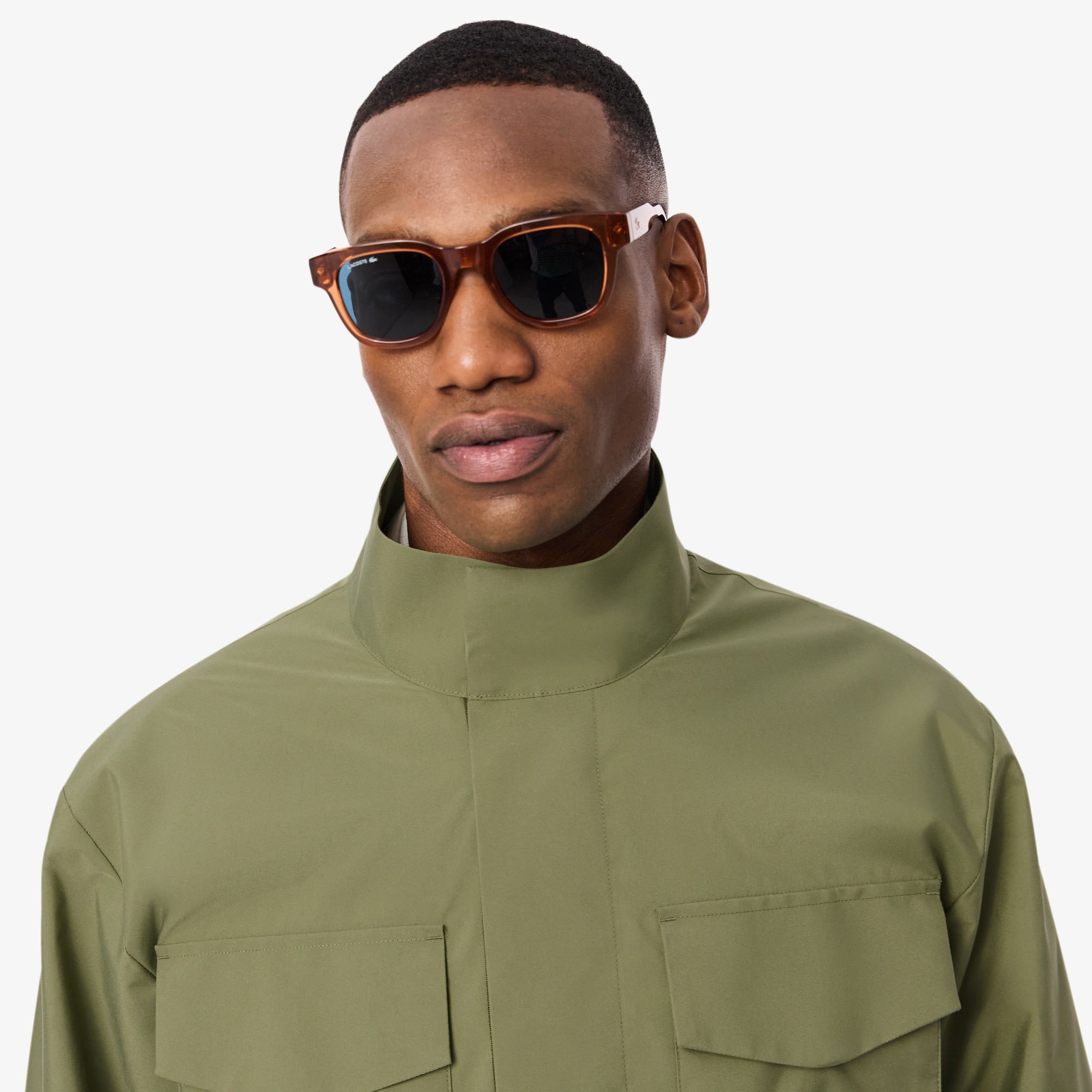 Mid-Length Water-Repellent Windbreaker Jacket - Khaki Green