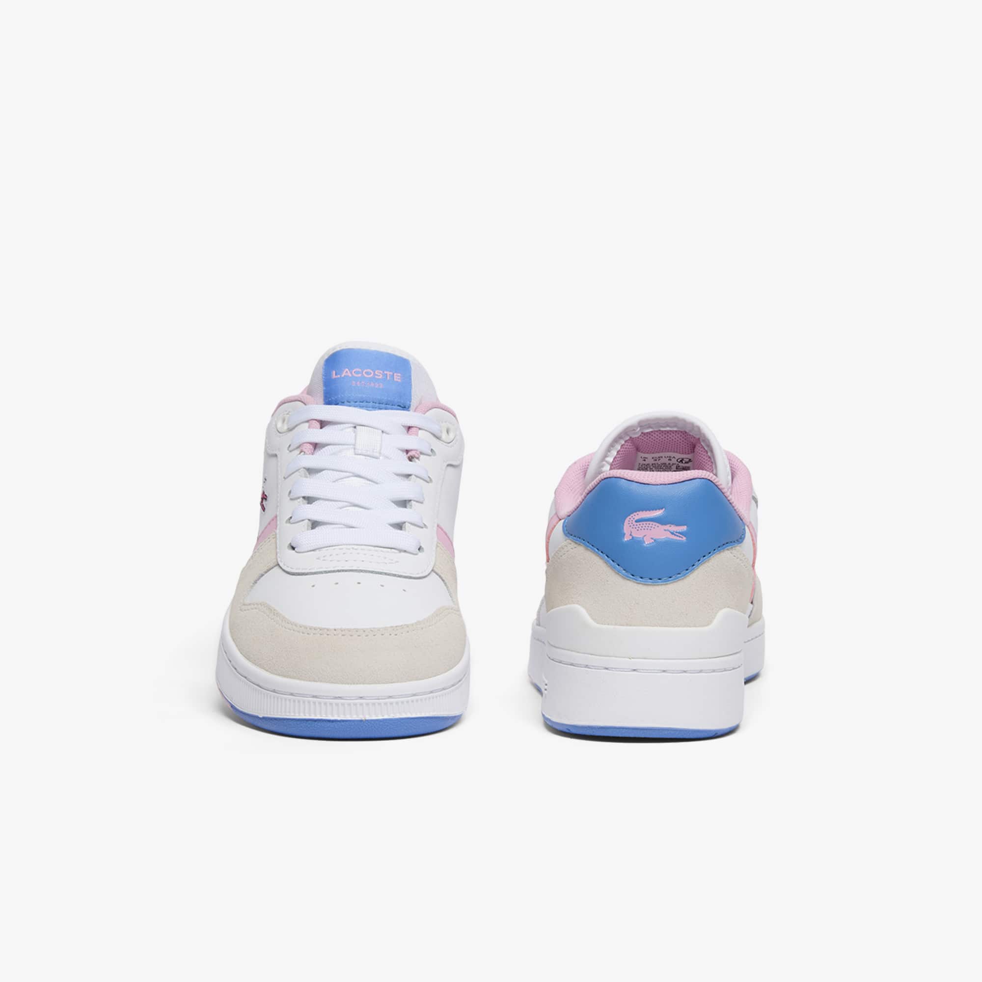 Women's T-Clip Set Leather Sneakers - WHT/PNK/BLU