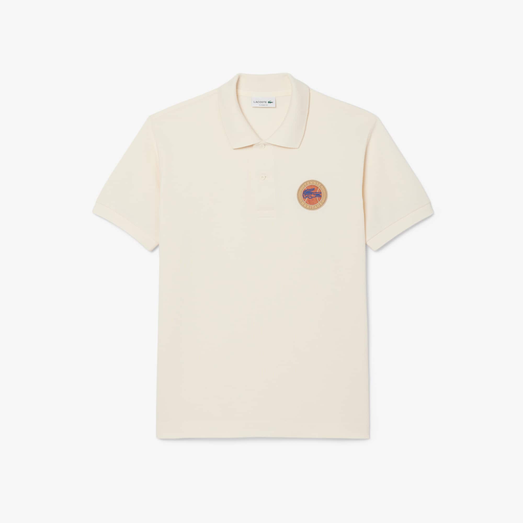 Men's Classic Fit Petit Piqué Badge Polo - Cream