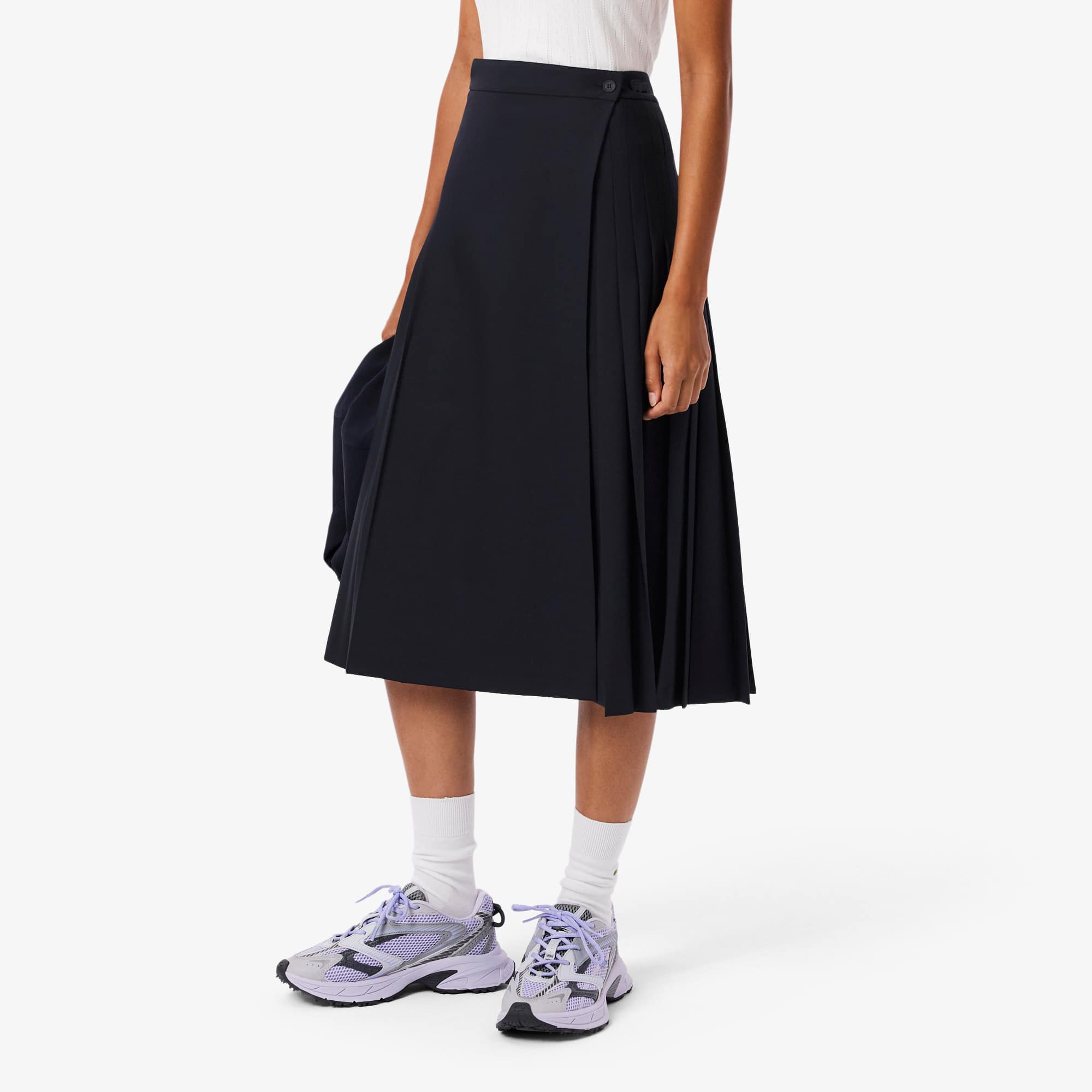 Women's Pleated Wool Midi Wrap Skirt - Abysm blue