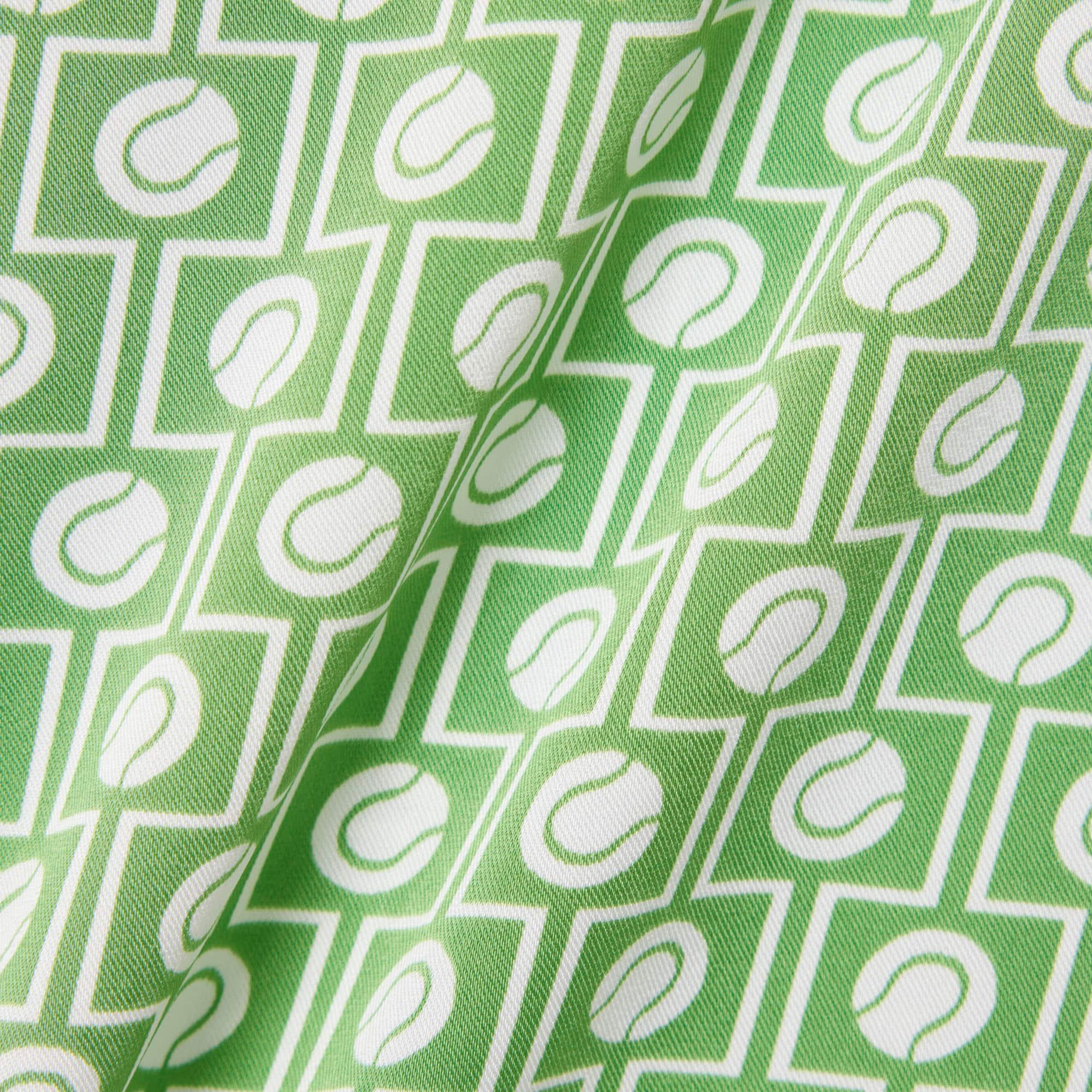 Pleated Satin Polo Dress - Vert / Blanc