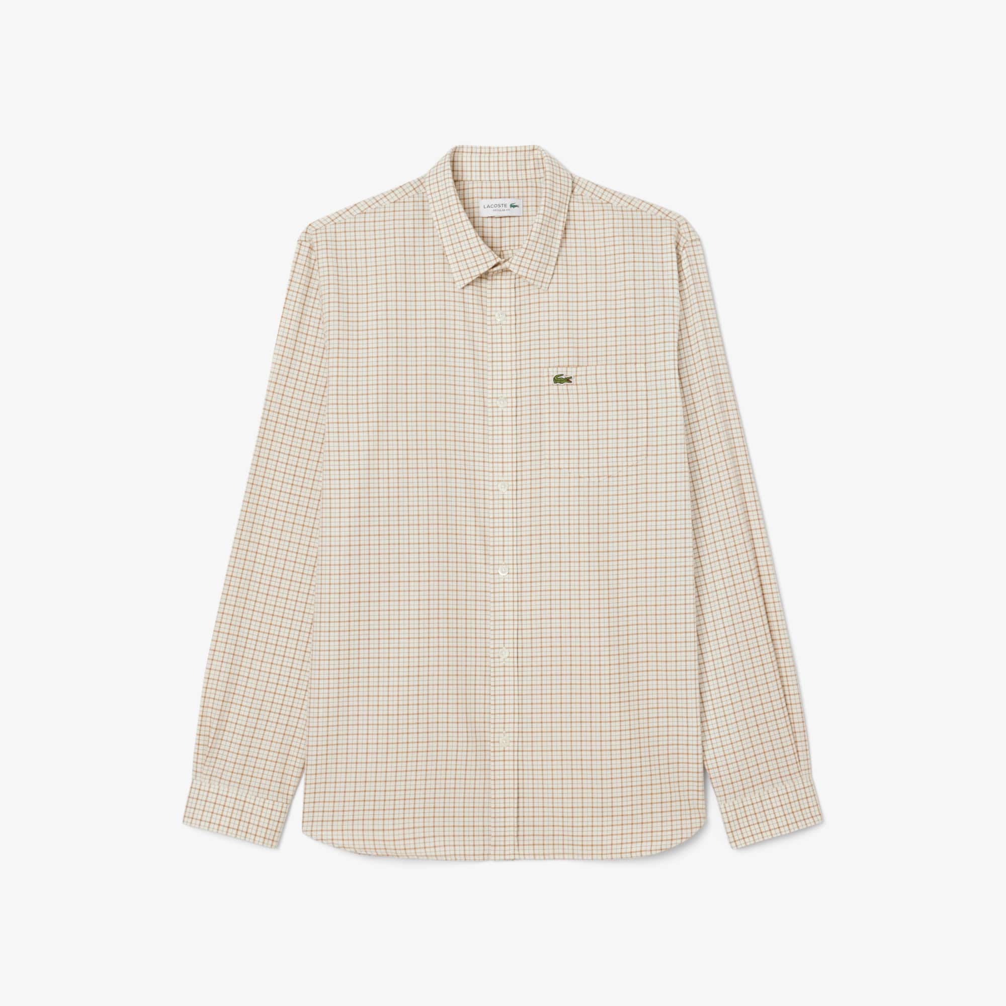 Men's Regular Fit Plaid Flannel Shirt - White / Brown