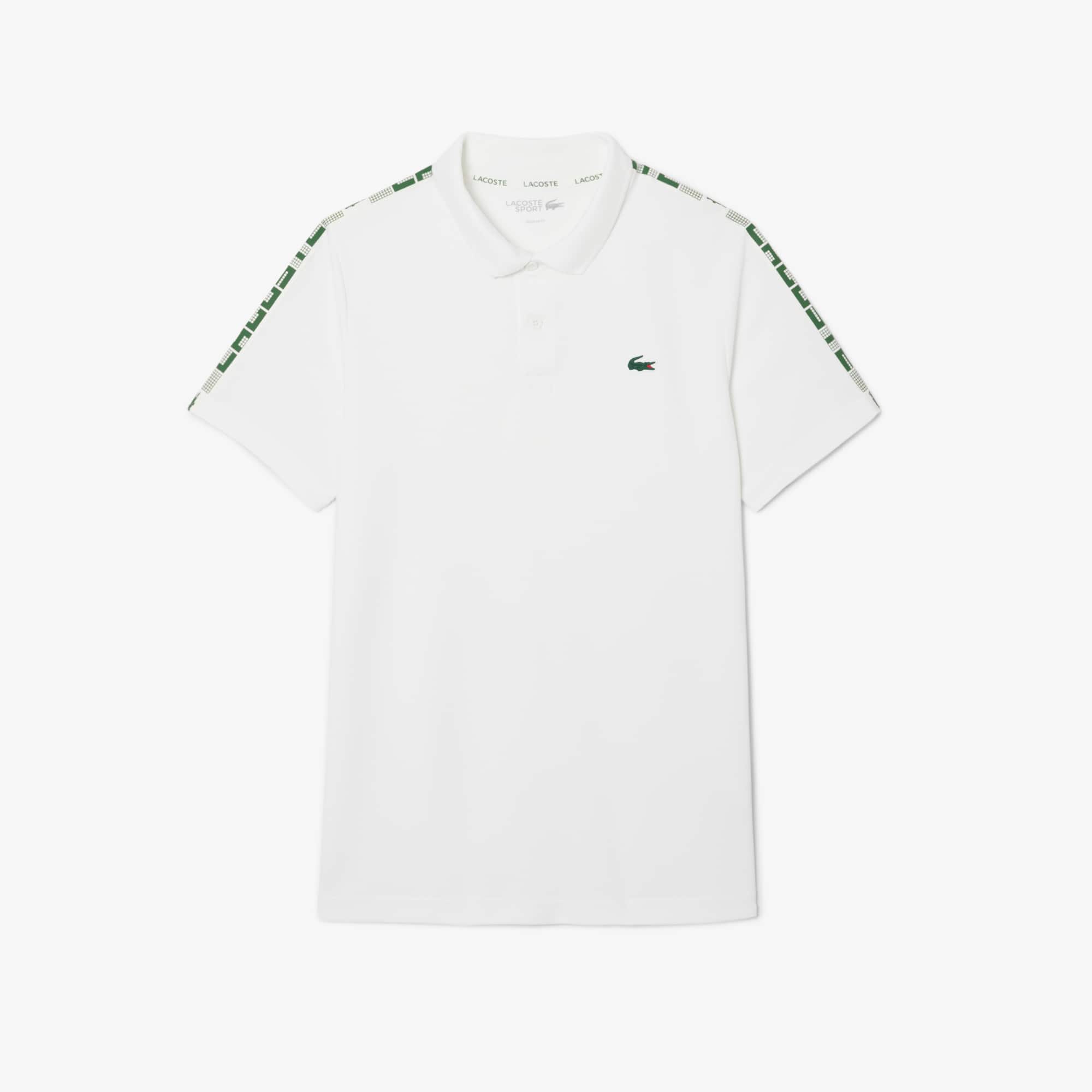 Men's Ultra Dry Branded Stripe Tennis Polo - White