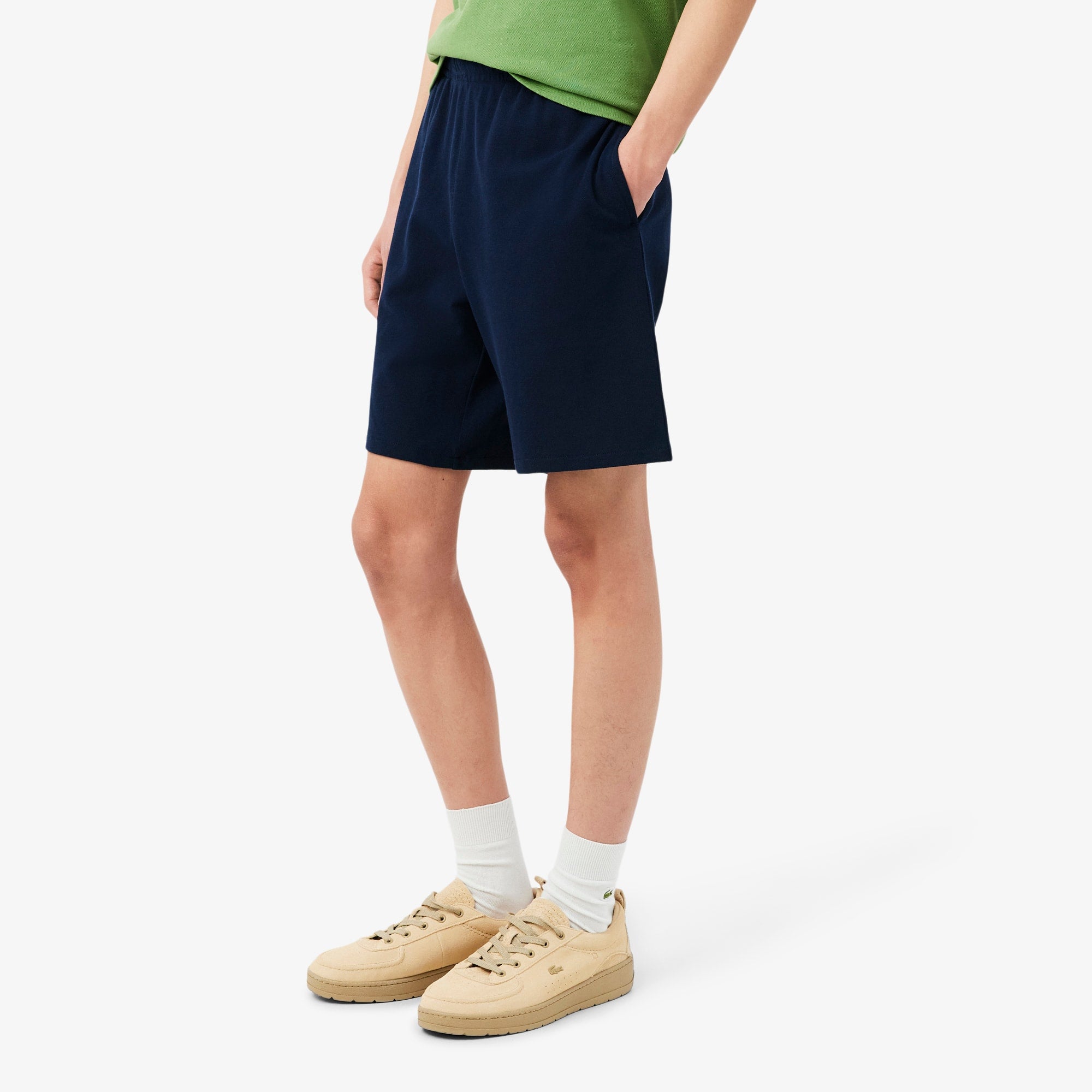 Piqué Relaxed Fit Shorts - Navy Blue