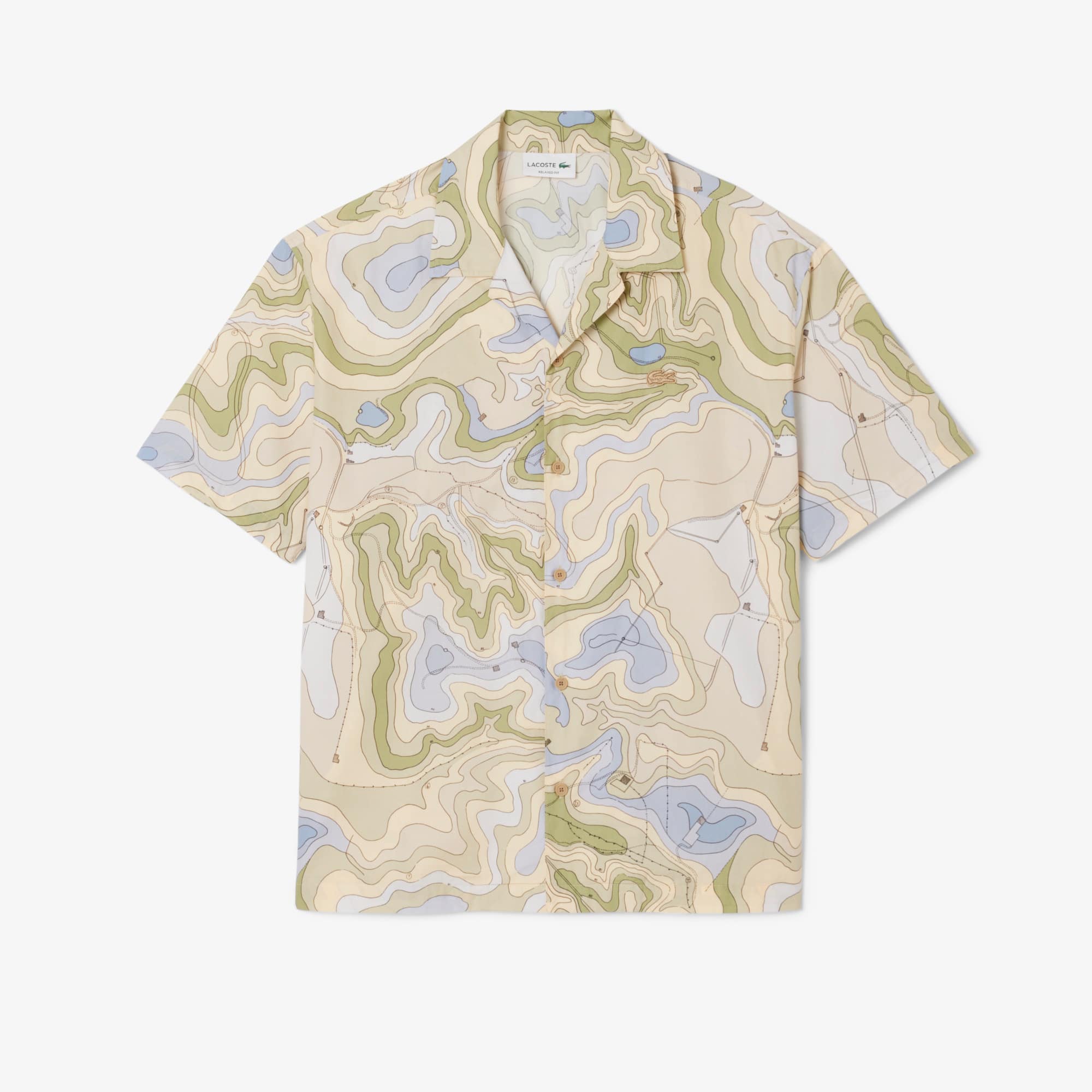 Men's Relaxed Fit Short Sleeve Shirt - Beige / Violet