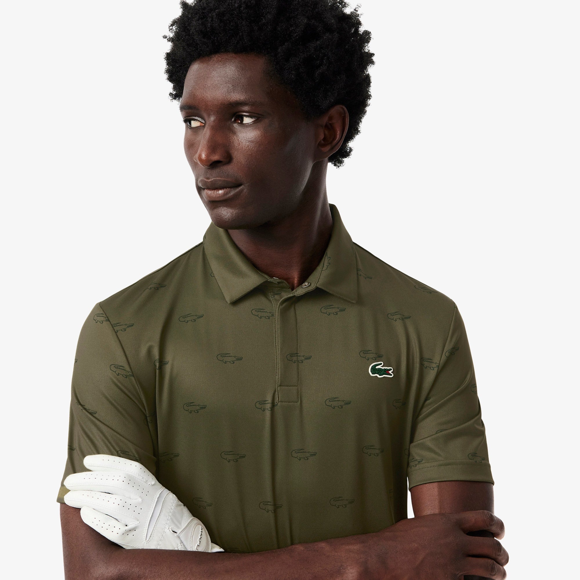 Men's Regular Fit UV Protect Golf Polo - Khaki Green / Green