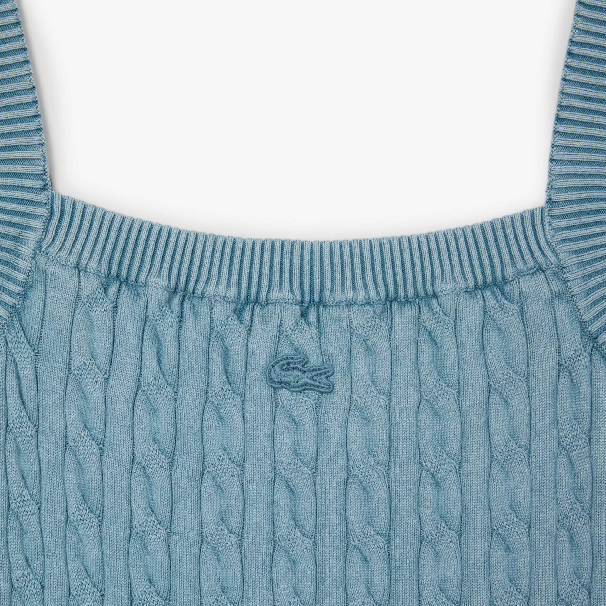 Women's Wash Effect Cable Knit Dress - Blue