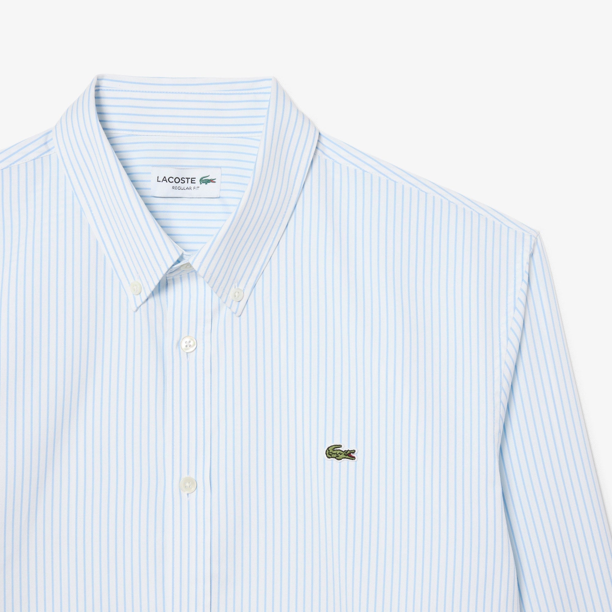 Men's Regular Fit Striped Pinpoint Shirt - White / Light Blue