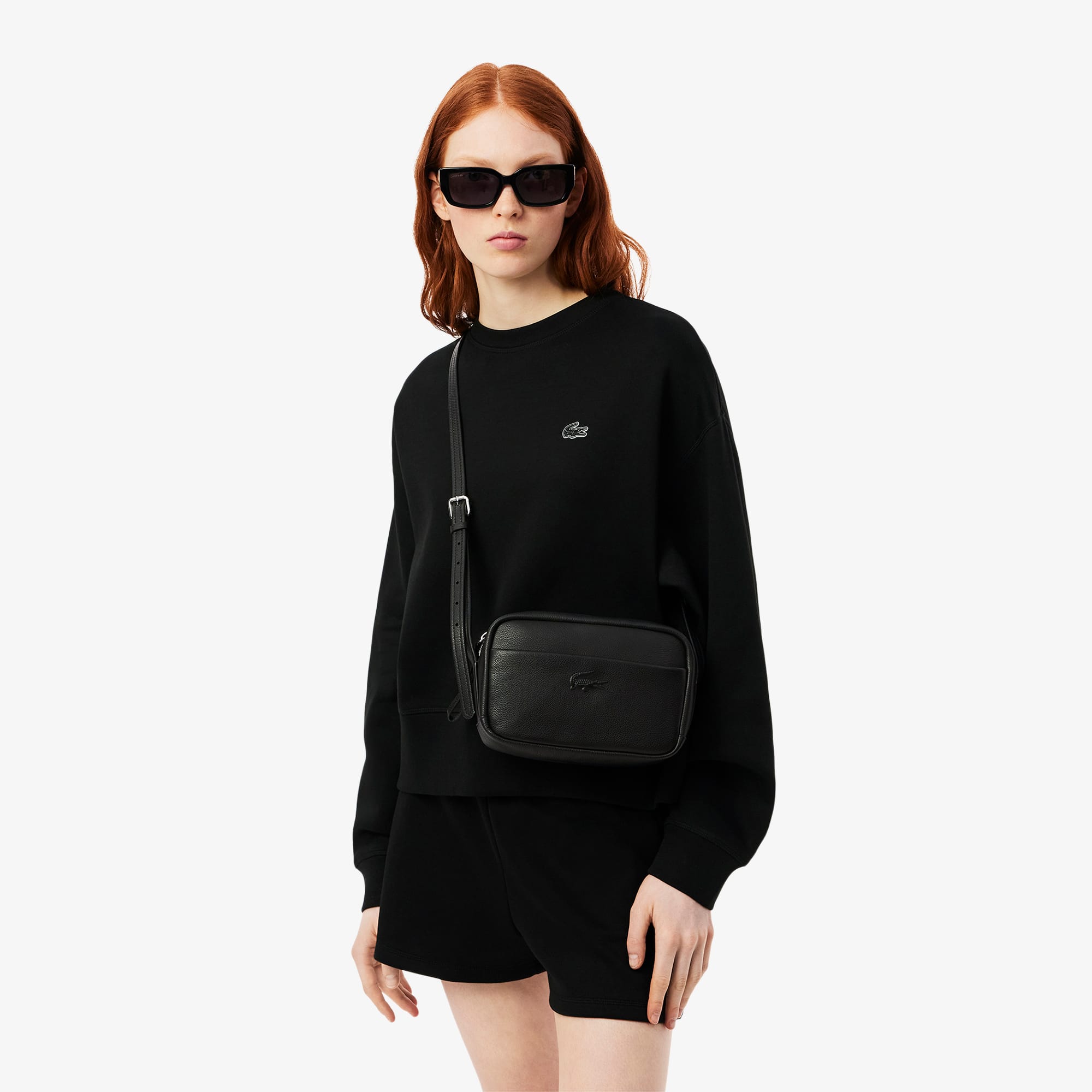City Court Grain Leather Shoulder Bag - Black