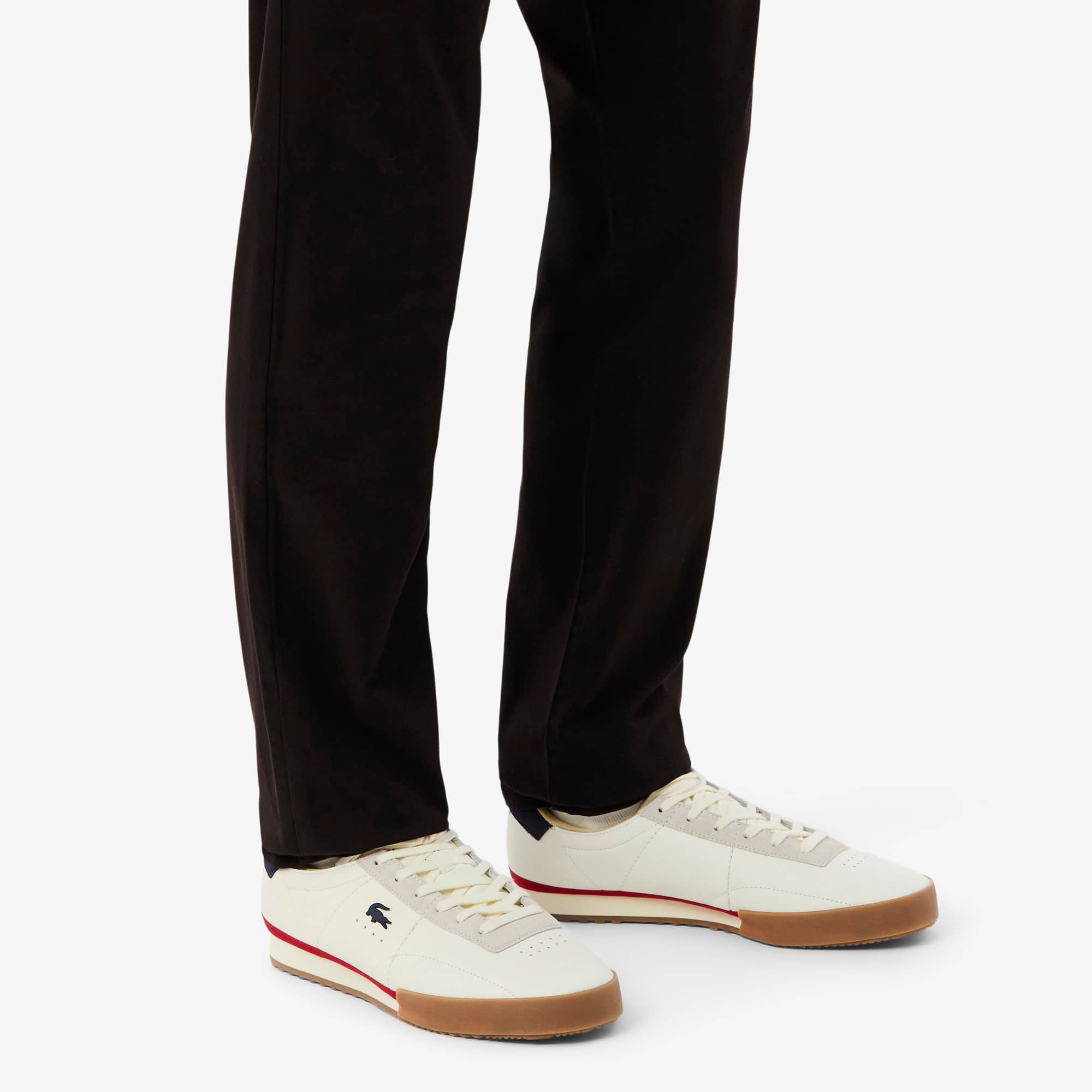 Men's Aura Leather Sneakers - WHT/NVY/RED