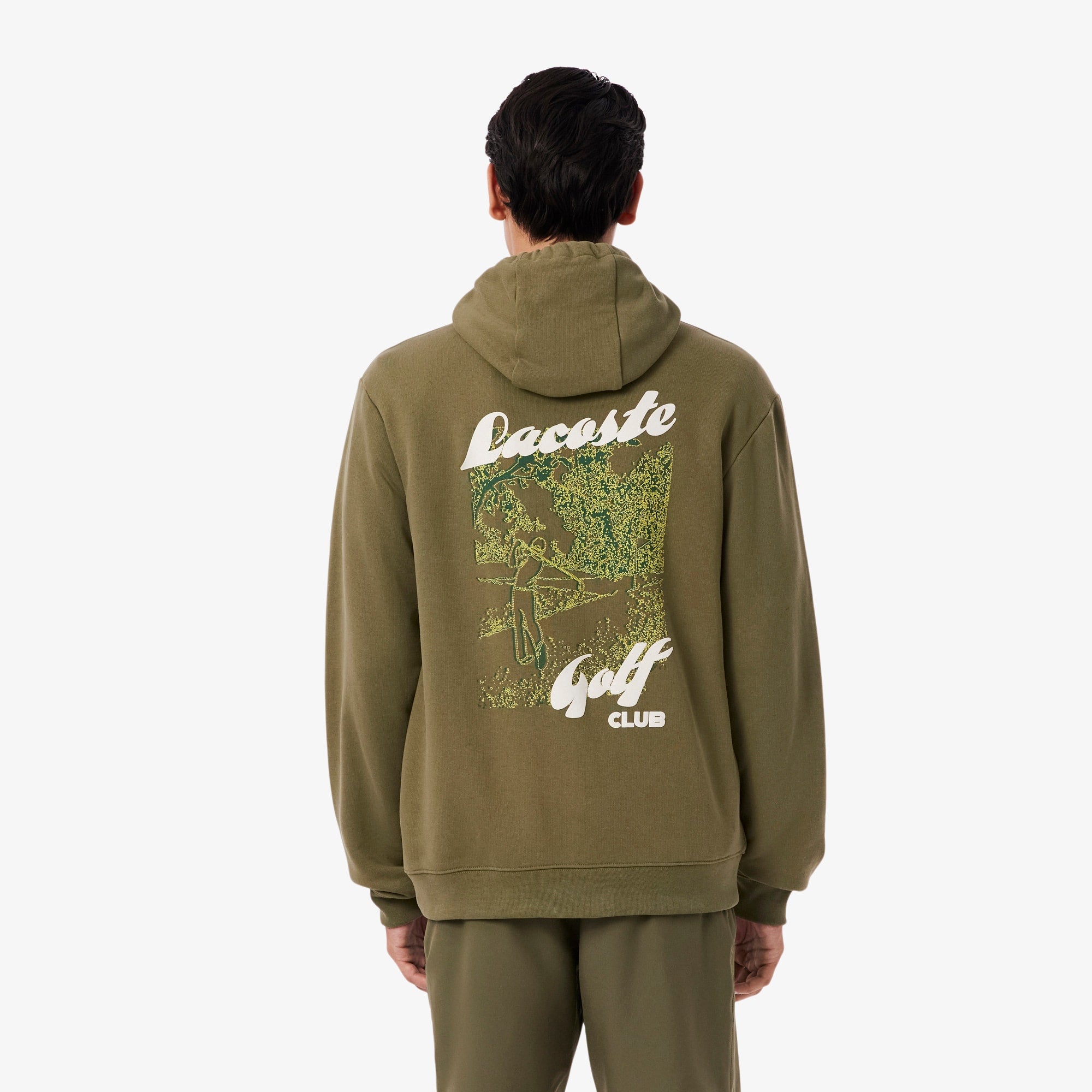 Men's Printed Fleece Golf Hoodie - Khaki Green
