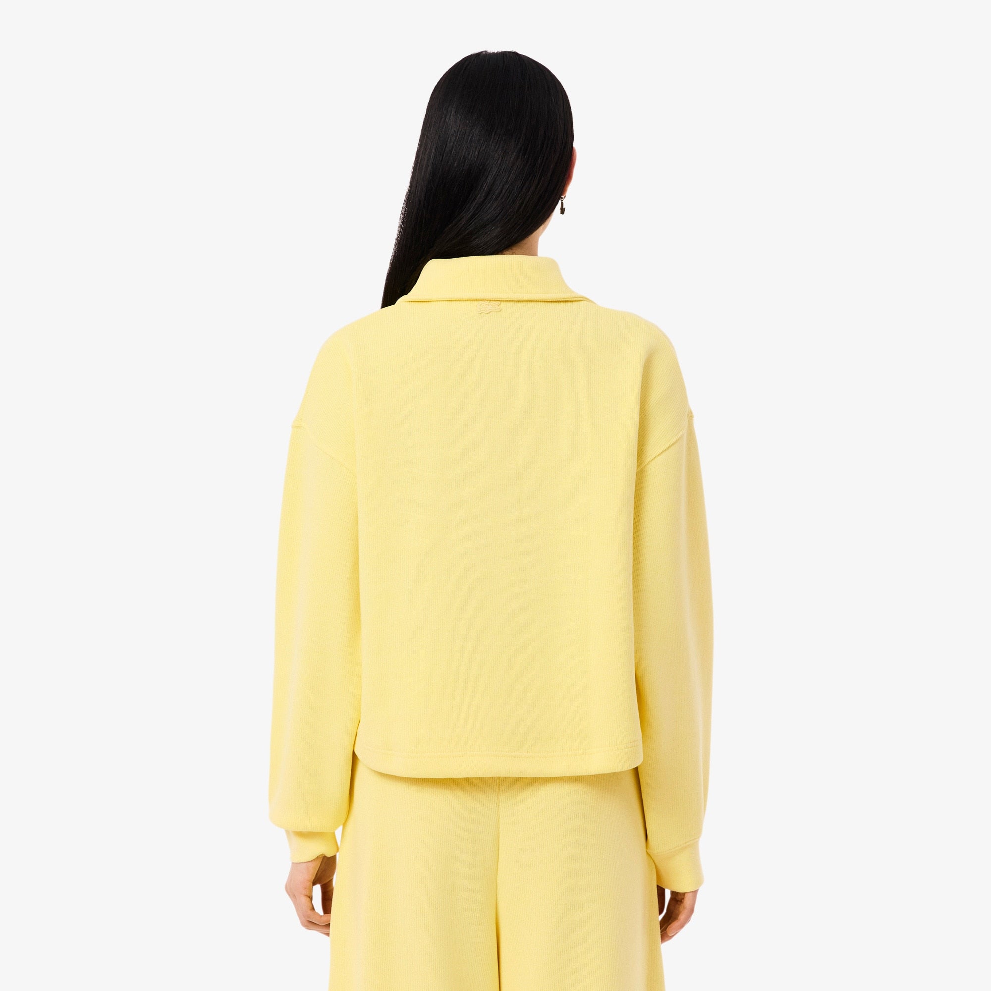 Oversized Ribbed Polo Sweatshirt - Blanc