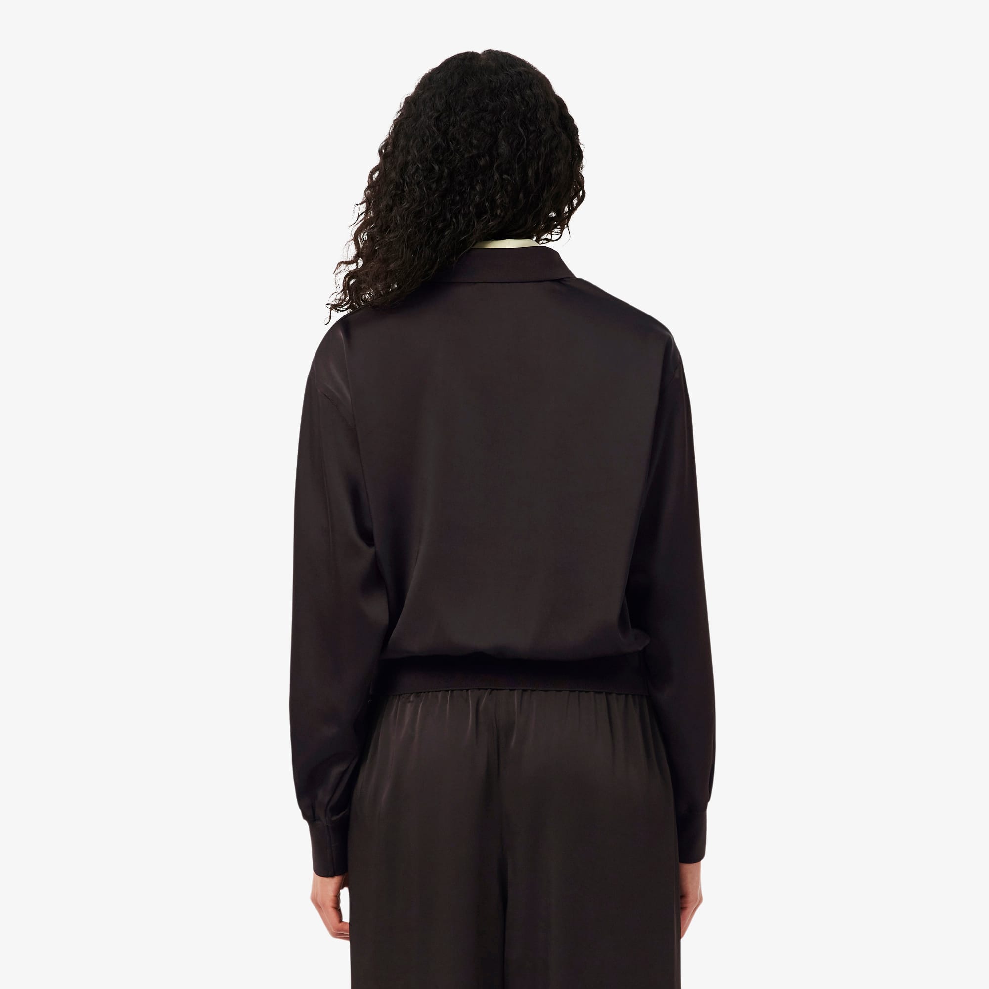 Relaxed Fit Satin Polo - Brown