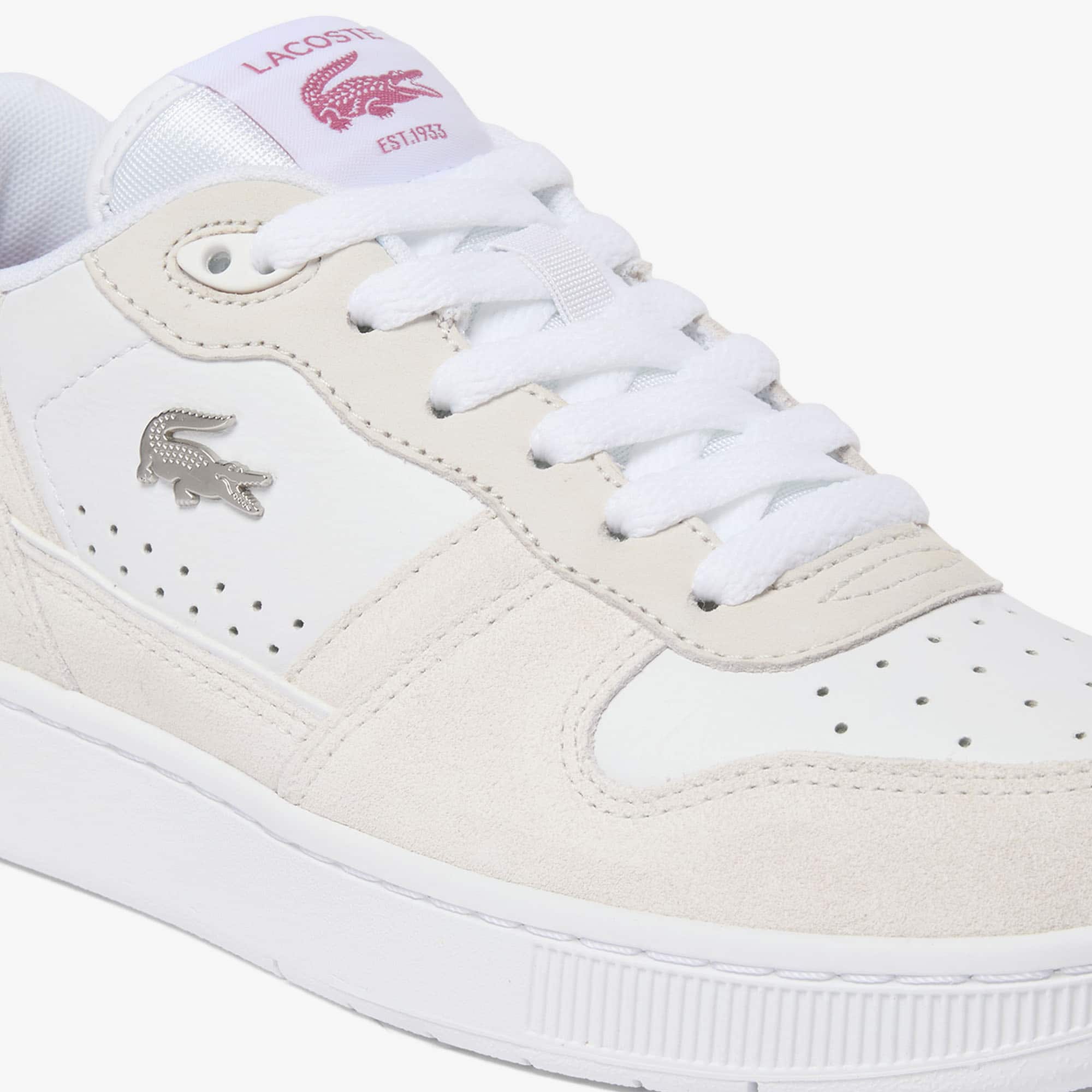 Women's T-Clip Set Suede Sneakers - WHT/DK PURP