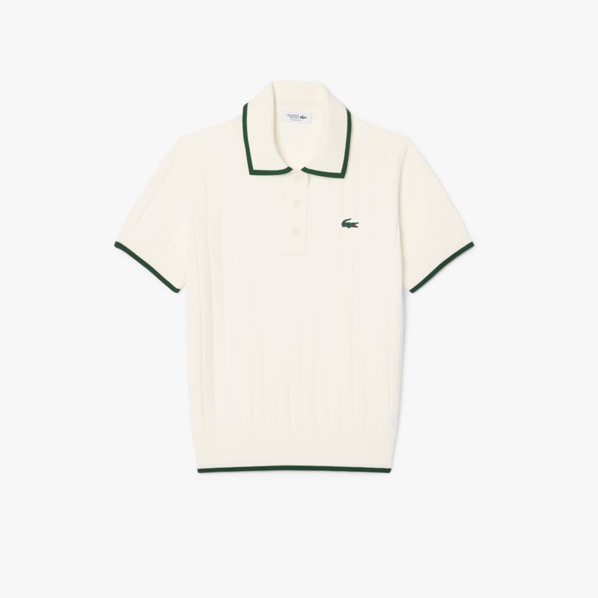 Women's Short Sleeve Polo Collar Golf Sweater - White / Green