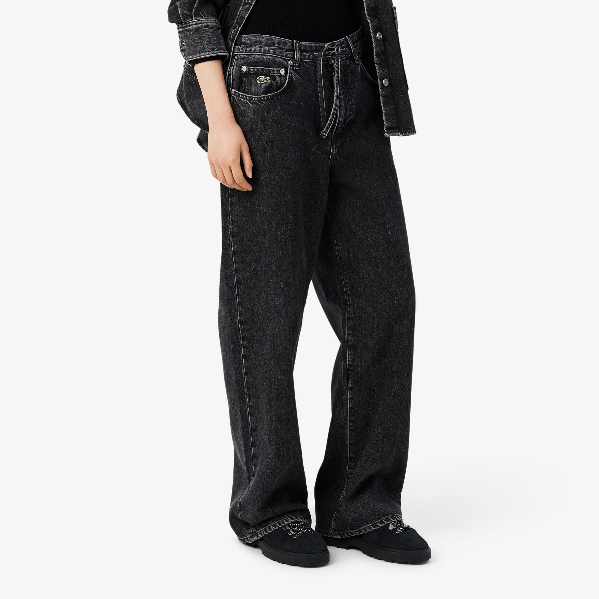 Women's Wide Leg Denim Jeans - Grey