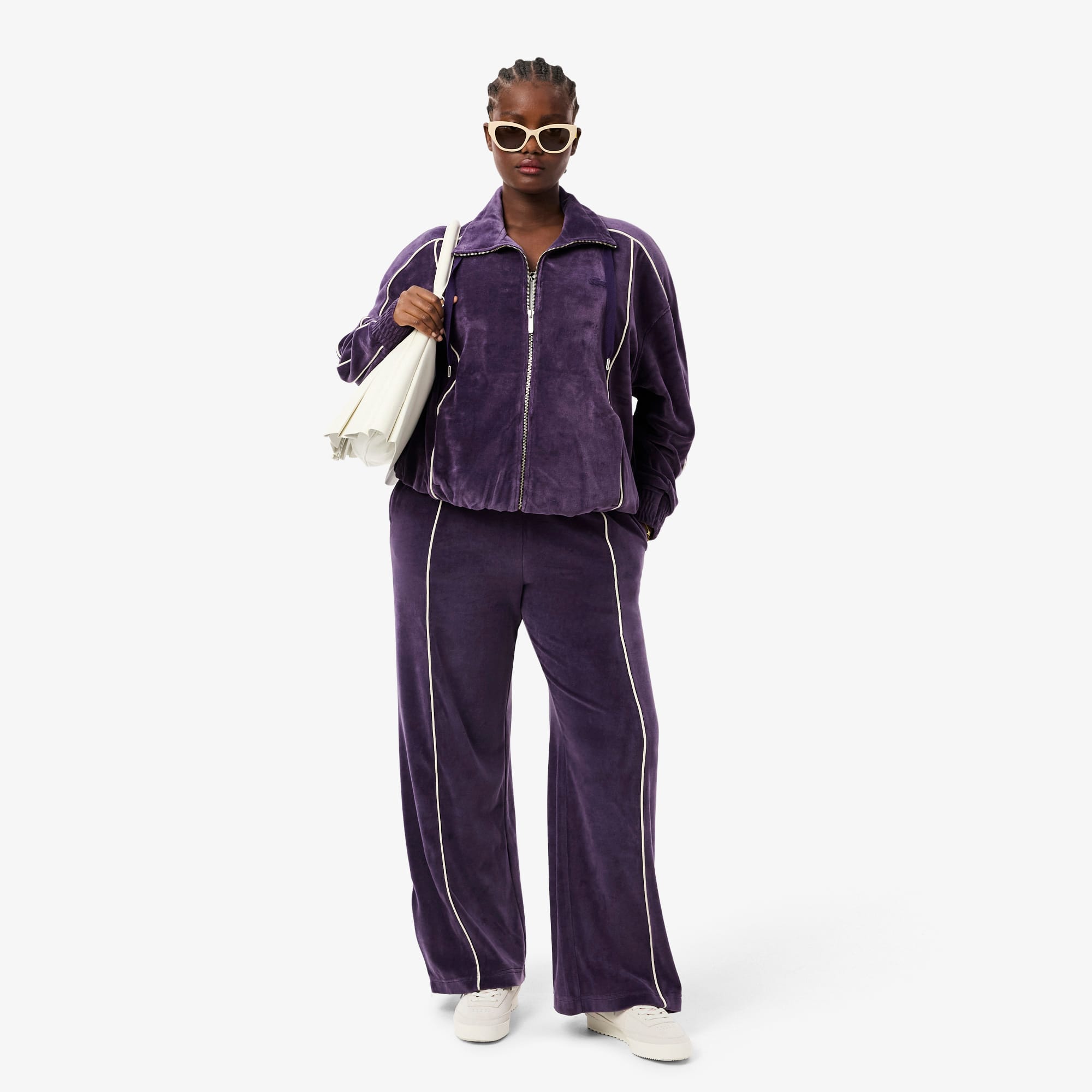 Women's Trim Accent Velour Sweatpants - Purple