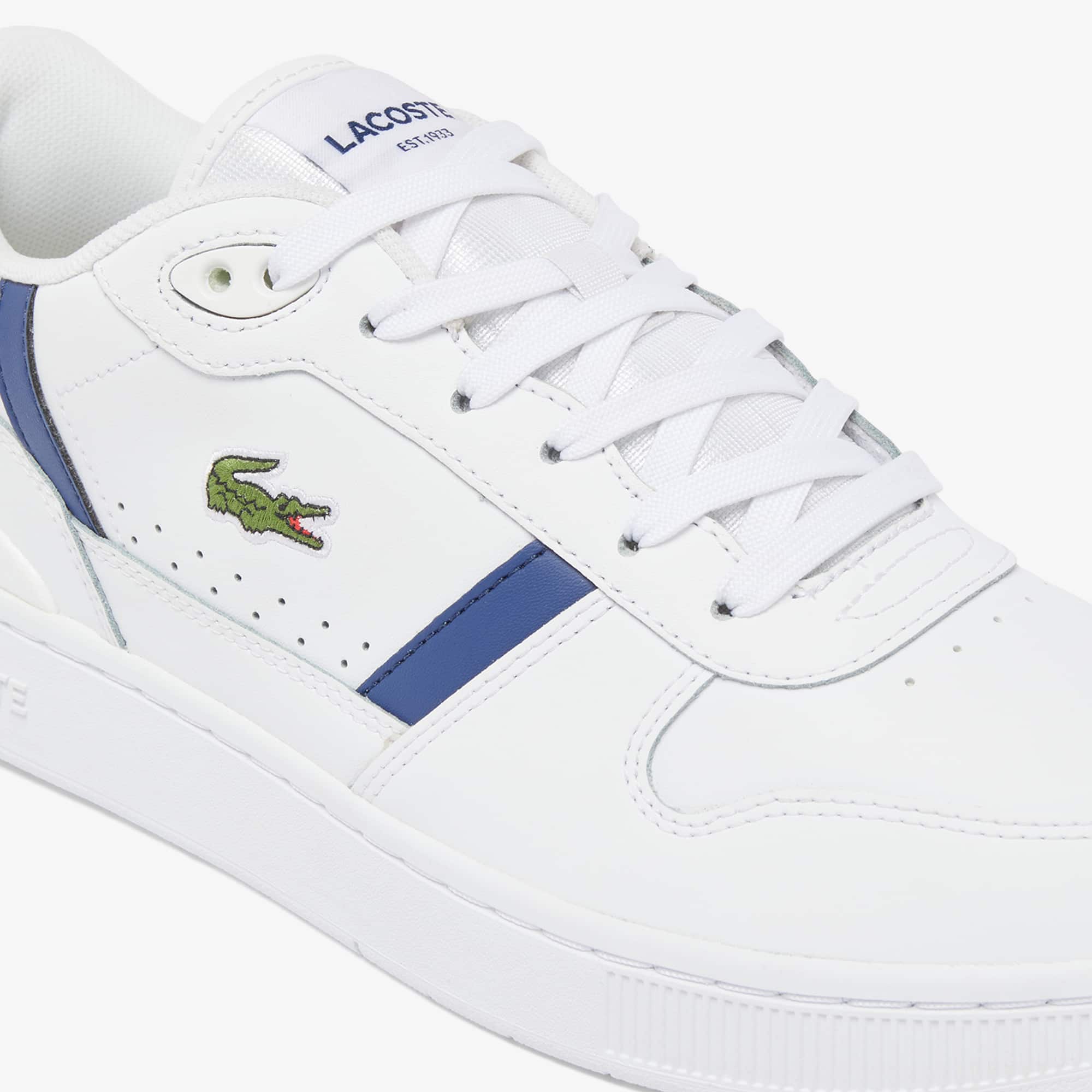 Men's T-Clip Set Leather Sneakers - WHITE / NAVY