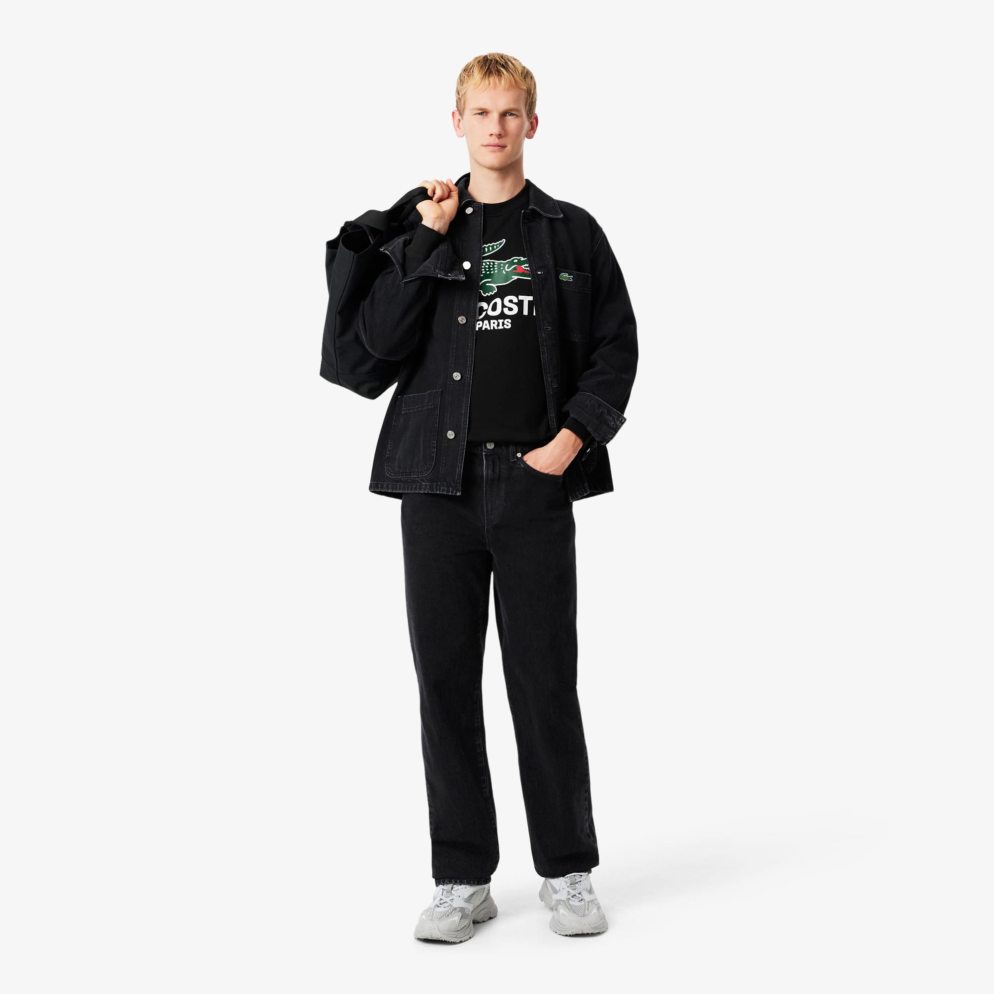 Men's Classic Fit Printed Crew Neck Sweatshirt - Black