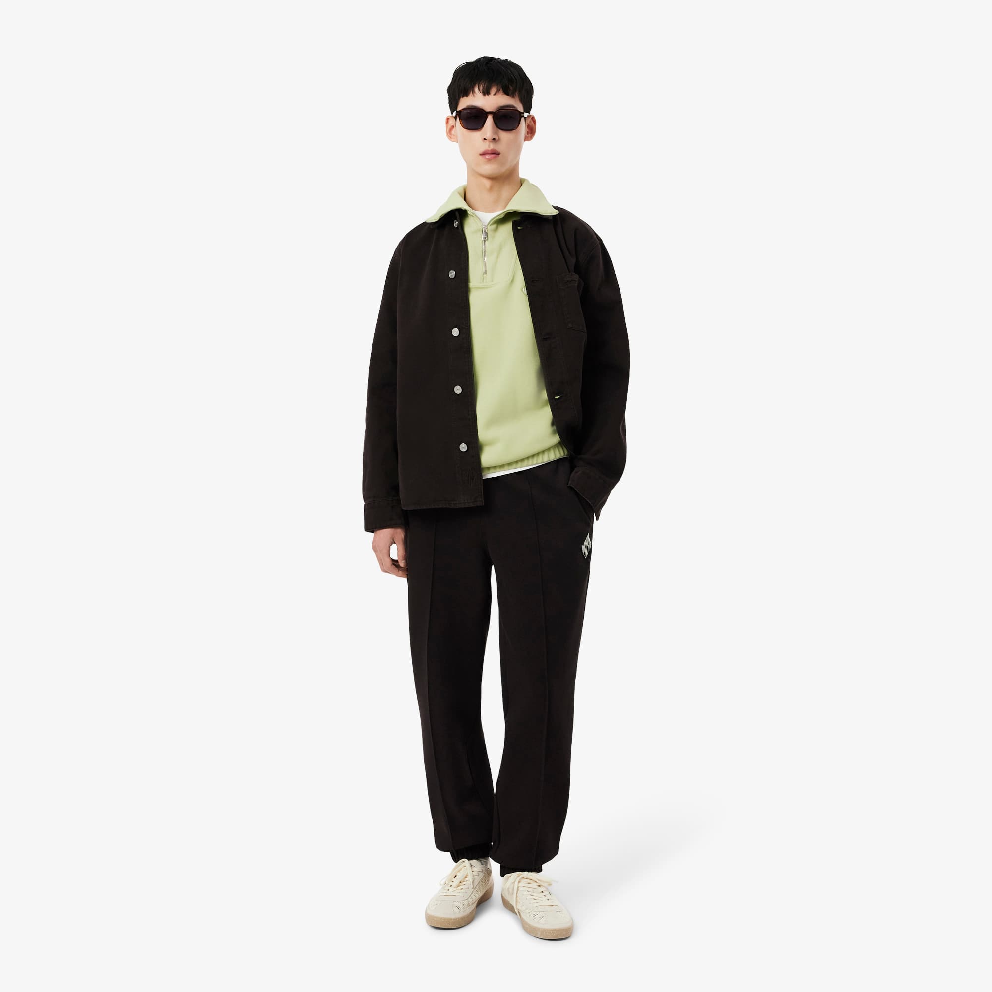 Loose Fit Zipped Neck Piqué Sweatshirt - Green