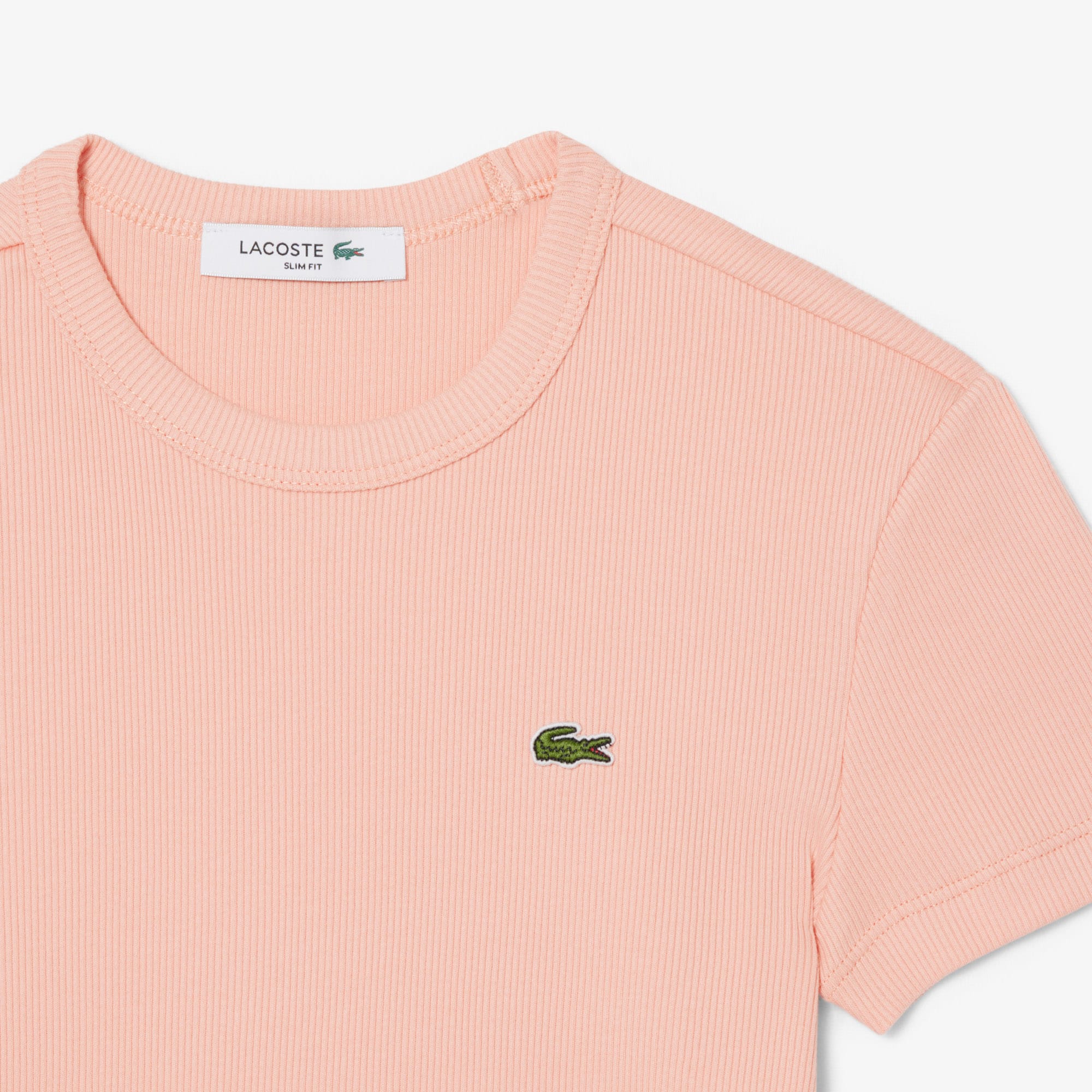 Women's Slim Fit Ribbed Cotton T-Shirt - Rose