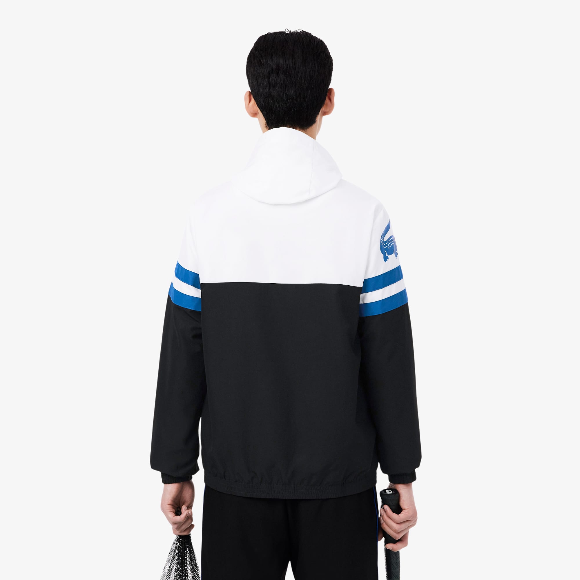 Men's Tennis Water-Repellent Hooded Jacket - Black / Blue / White
