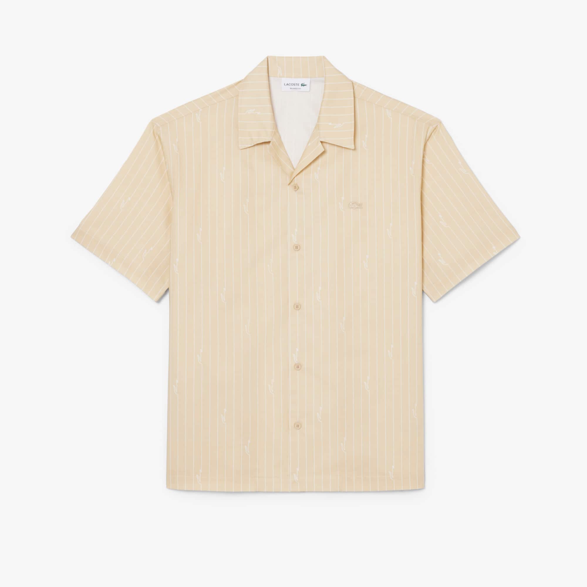 Relaxed Fit Print Twill Shirt - Beige / Blanc