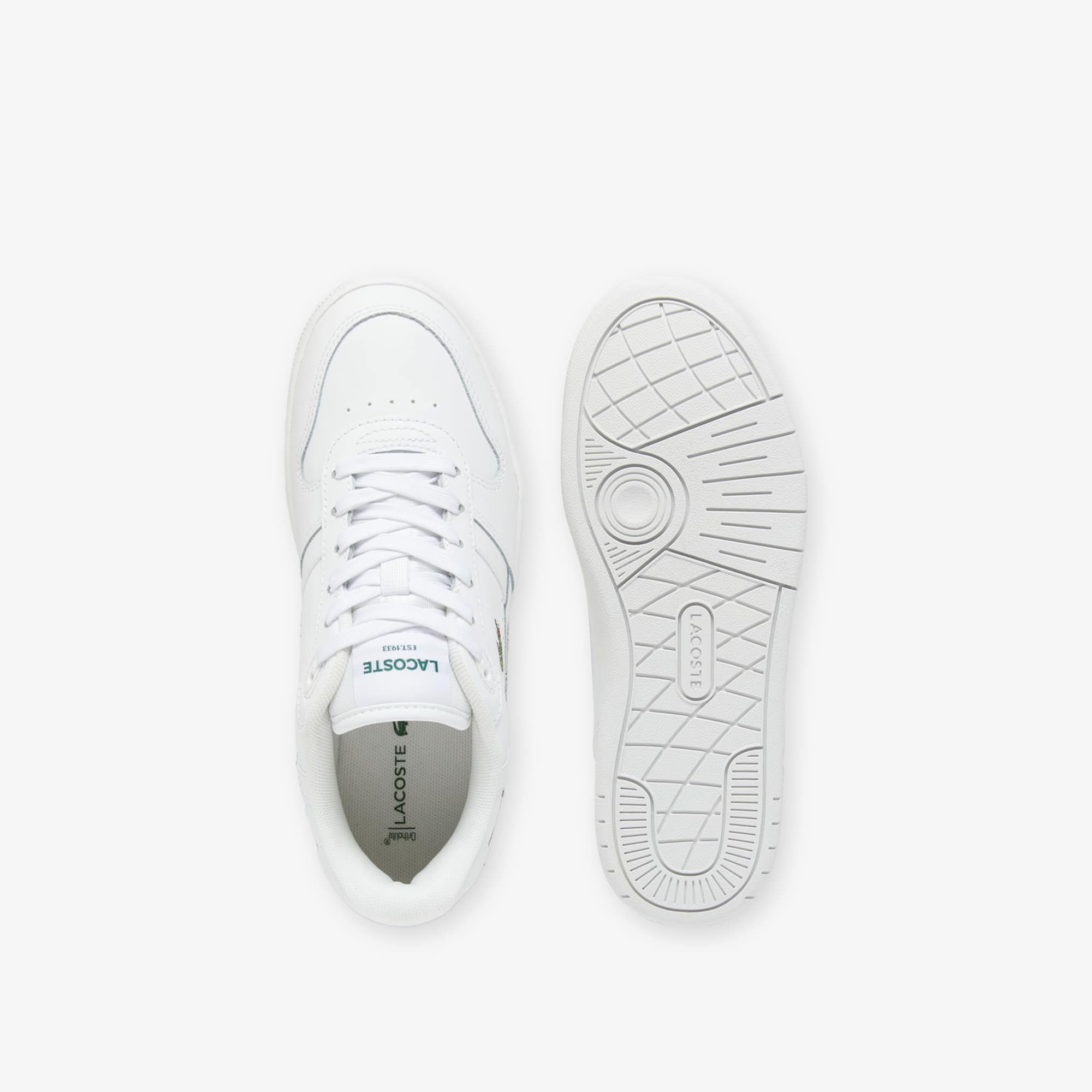 Women's T-Clip Set Leather Sneakers - WHITE/WHITE