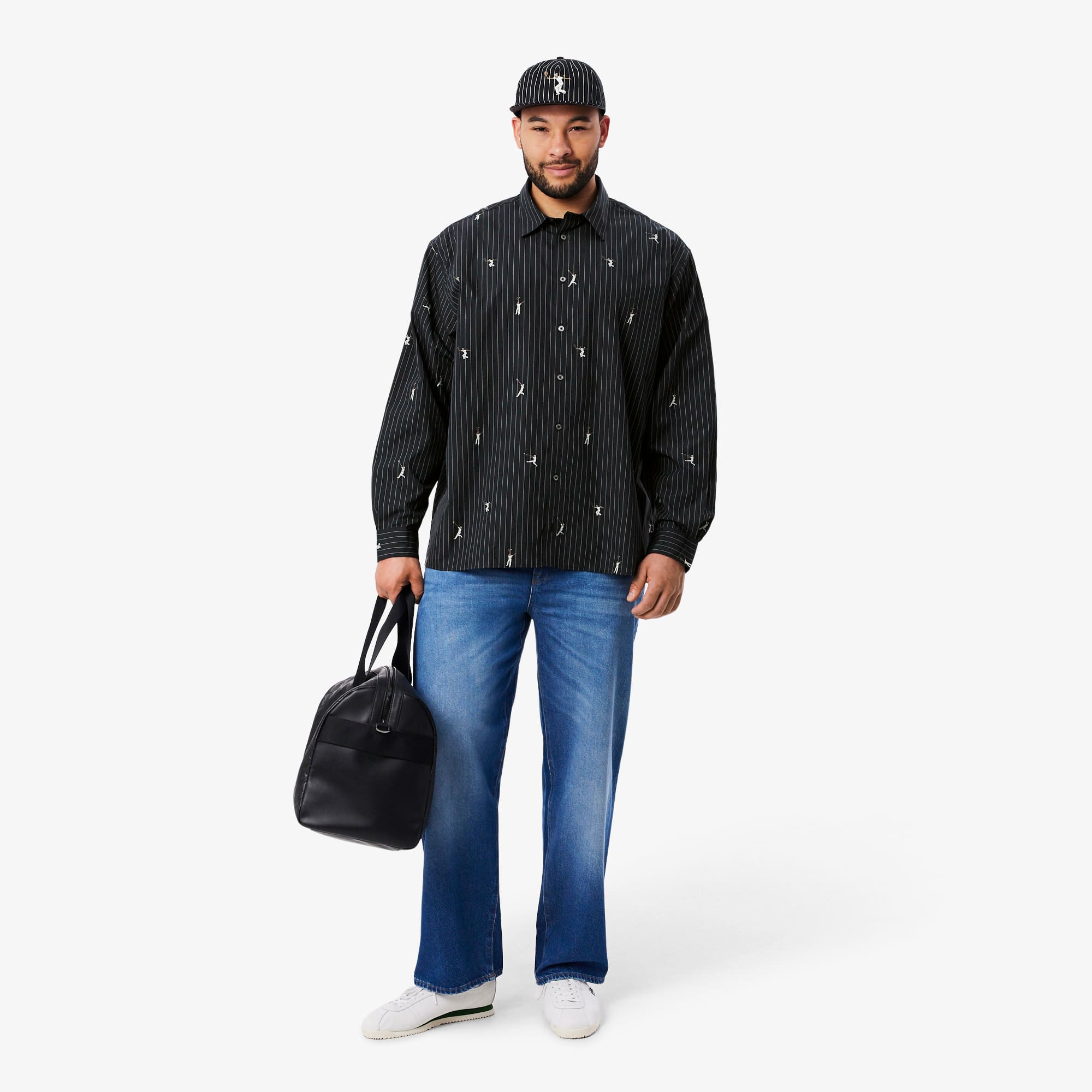 Relaxed Fit Embroidered Cotton Shirt - Black