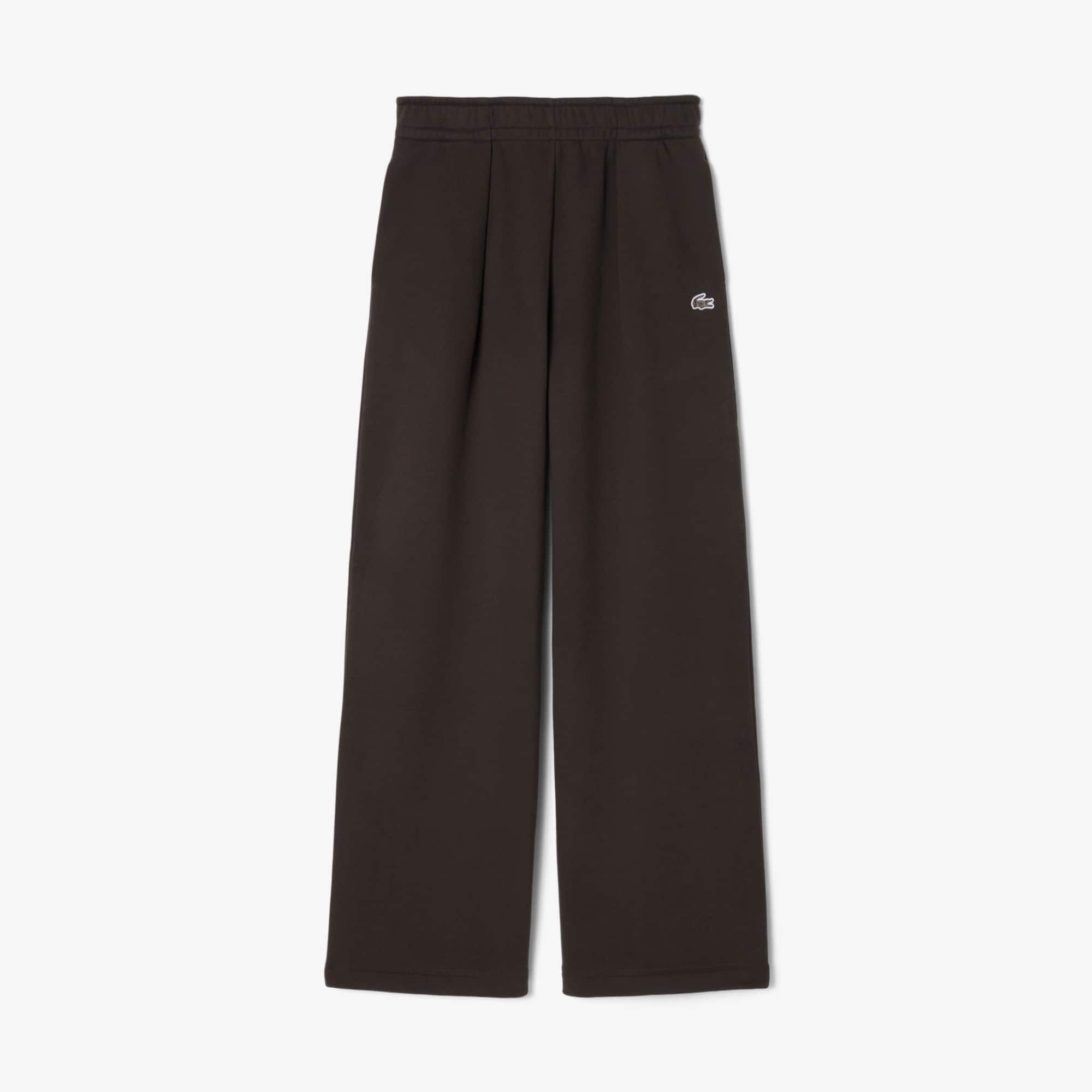 Women's Wide Leg Fleece Sweatpants - Brown