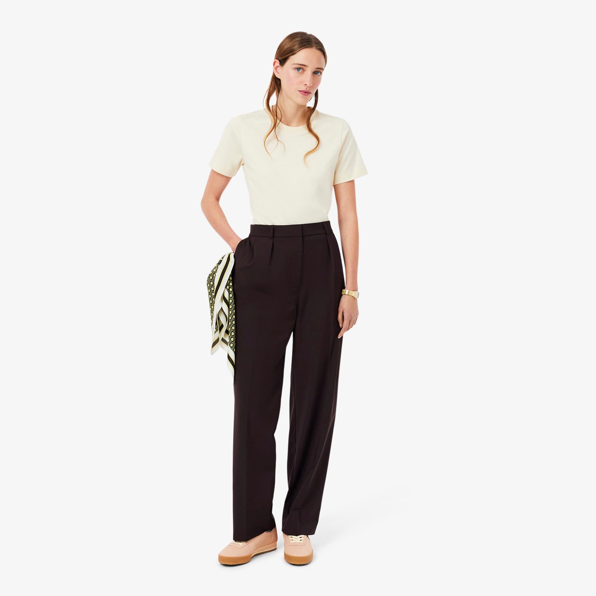 Oversized Wool Blend Pants - Brown