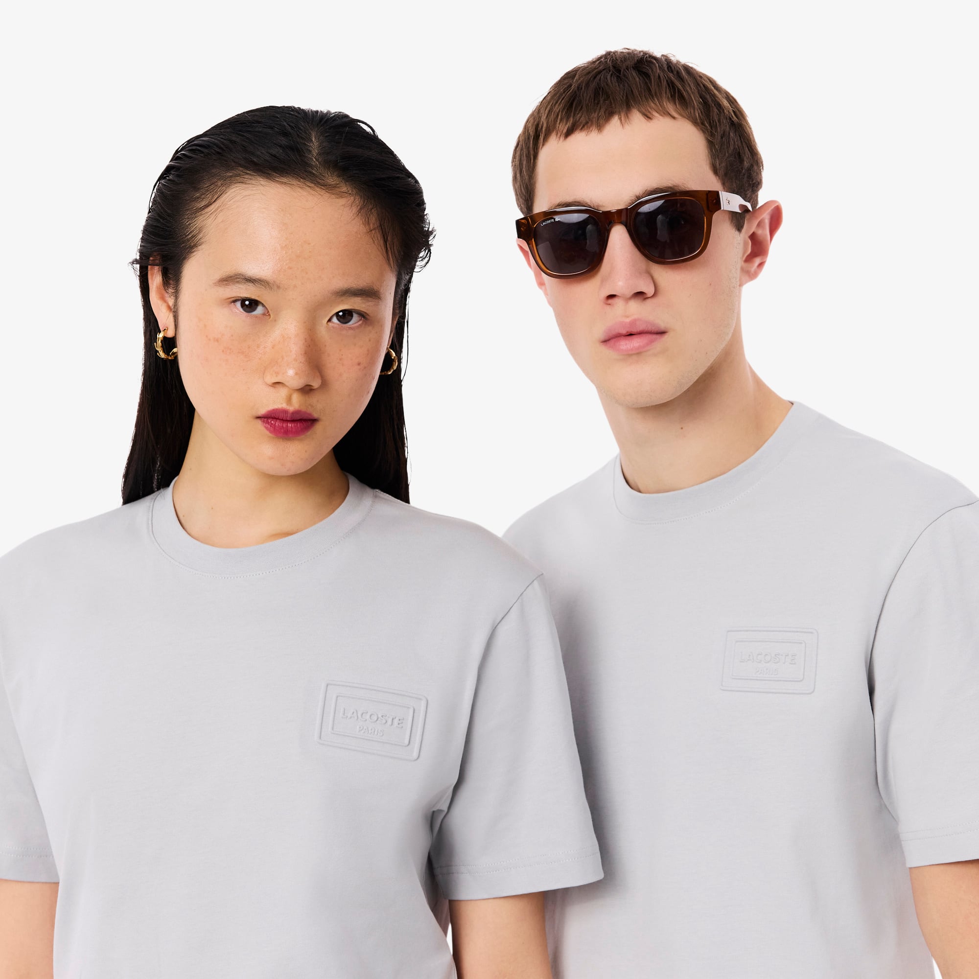 Embossed Branding Jersey T-Shirt - Light Grey