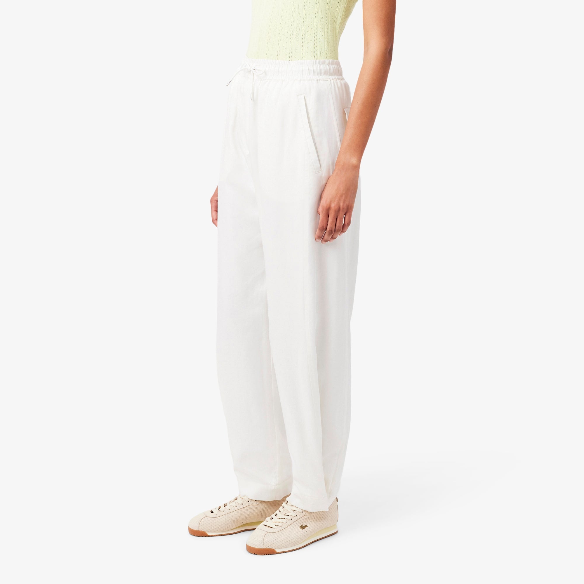 Wide Fit Fluid Pants - White
