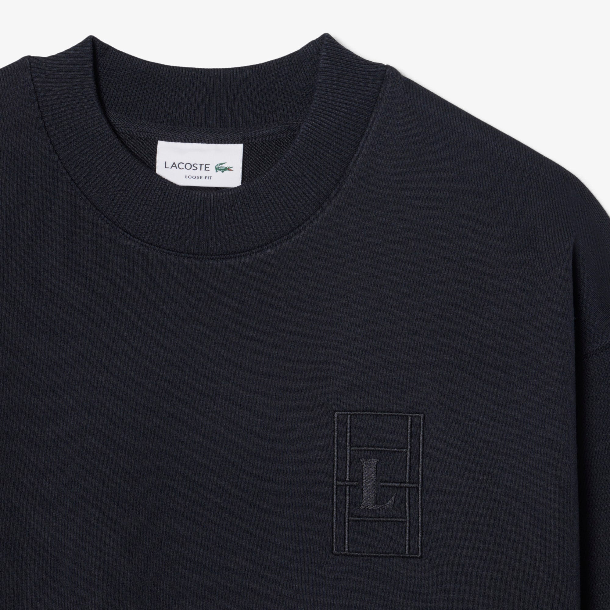 Embroidered Fleece Sweatshirt - Black