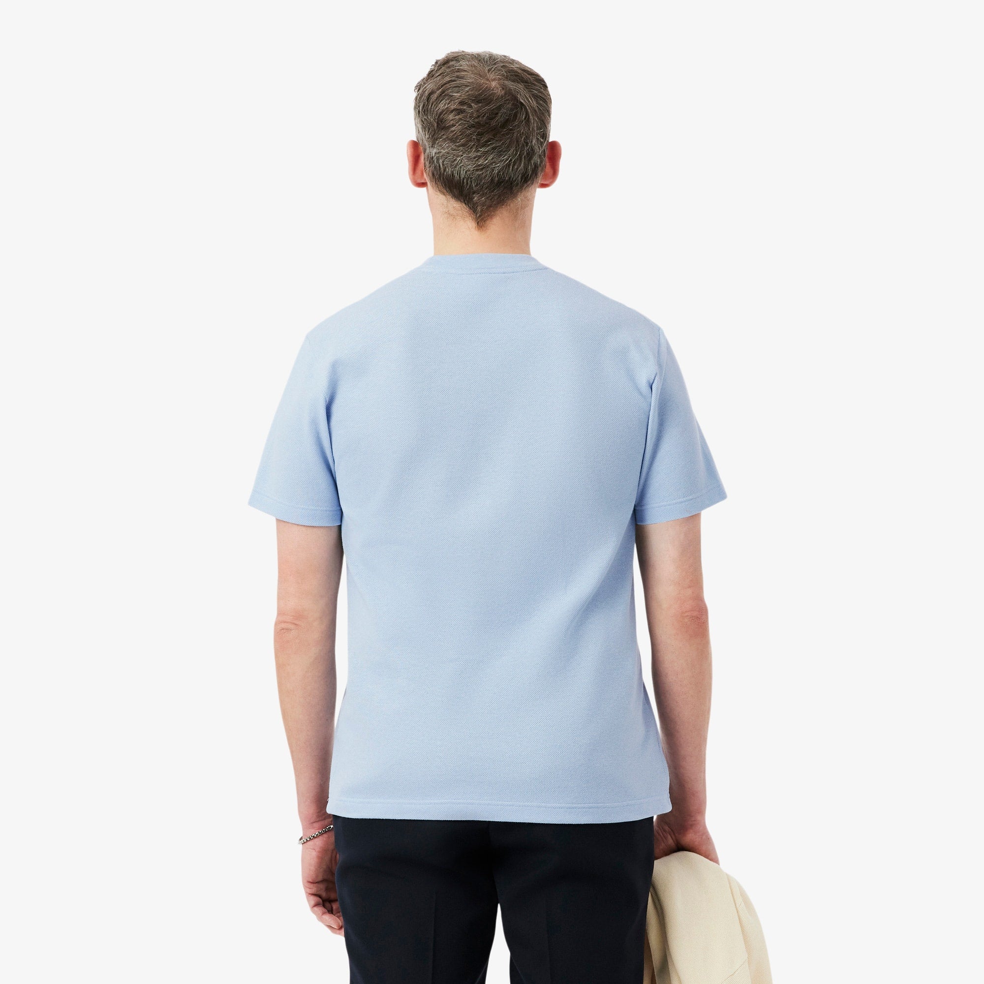 Heavy Cotton and Linen Piqué T-Shirt - Light Blue