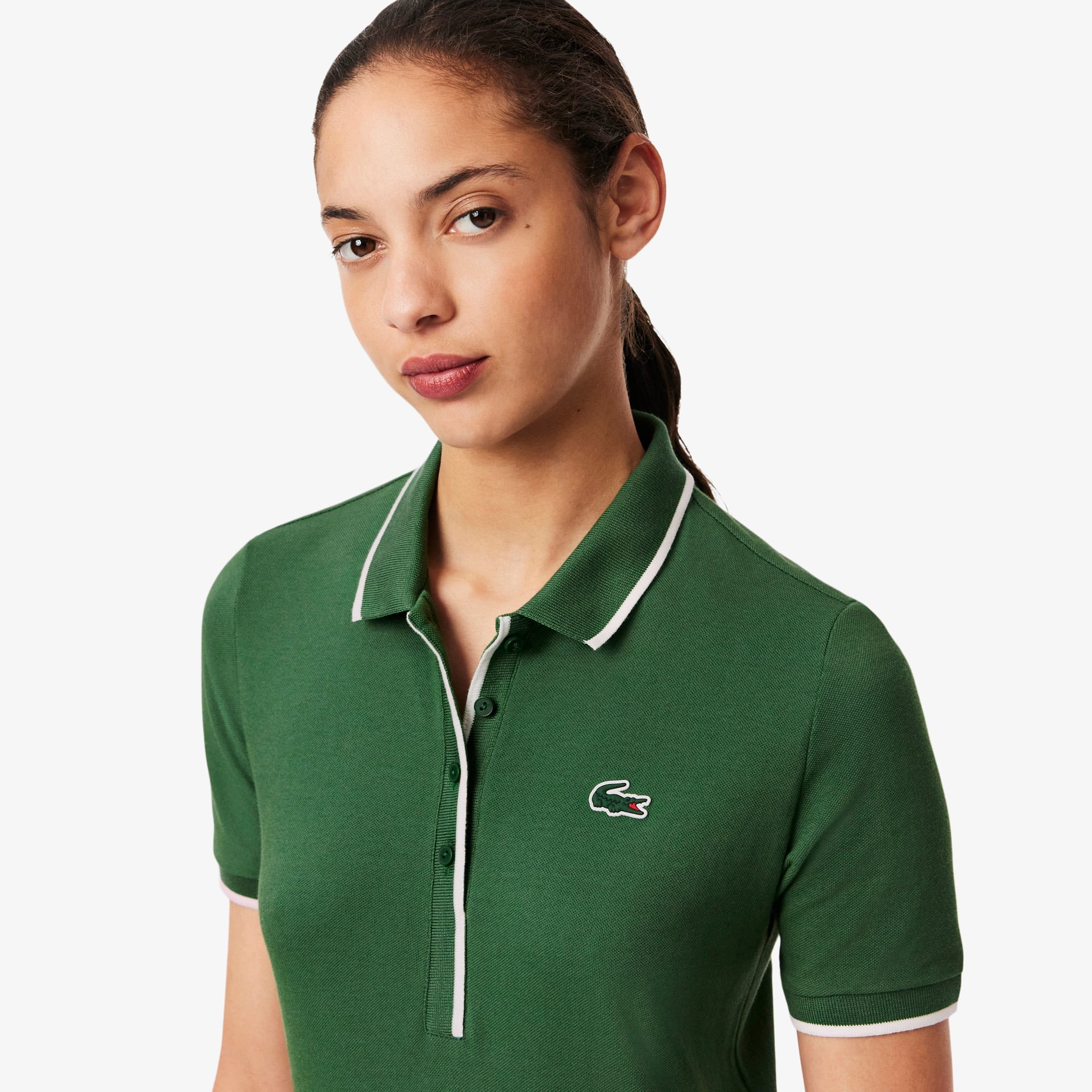 Women's Regular Fit Tennis Thermo-Regulating Polo - Green / White