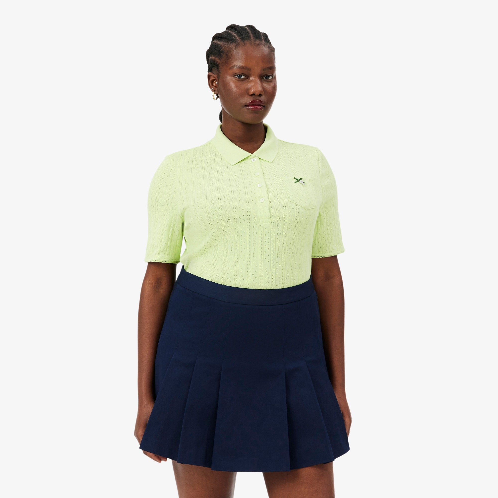 Women's Slim Fit Pointelle Branded L.12.D Polo - Green