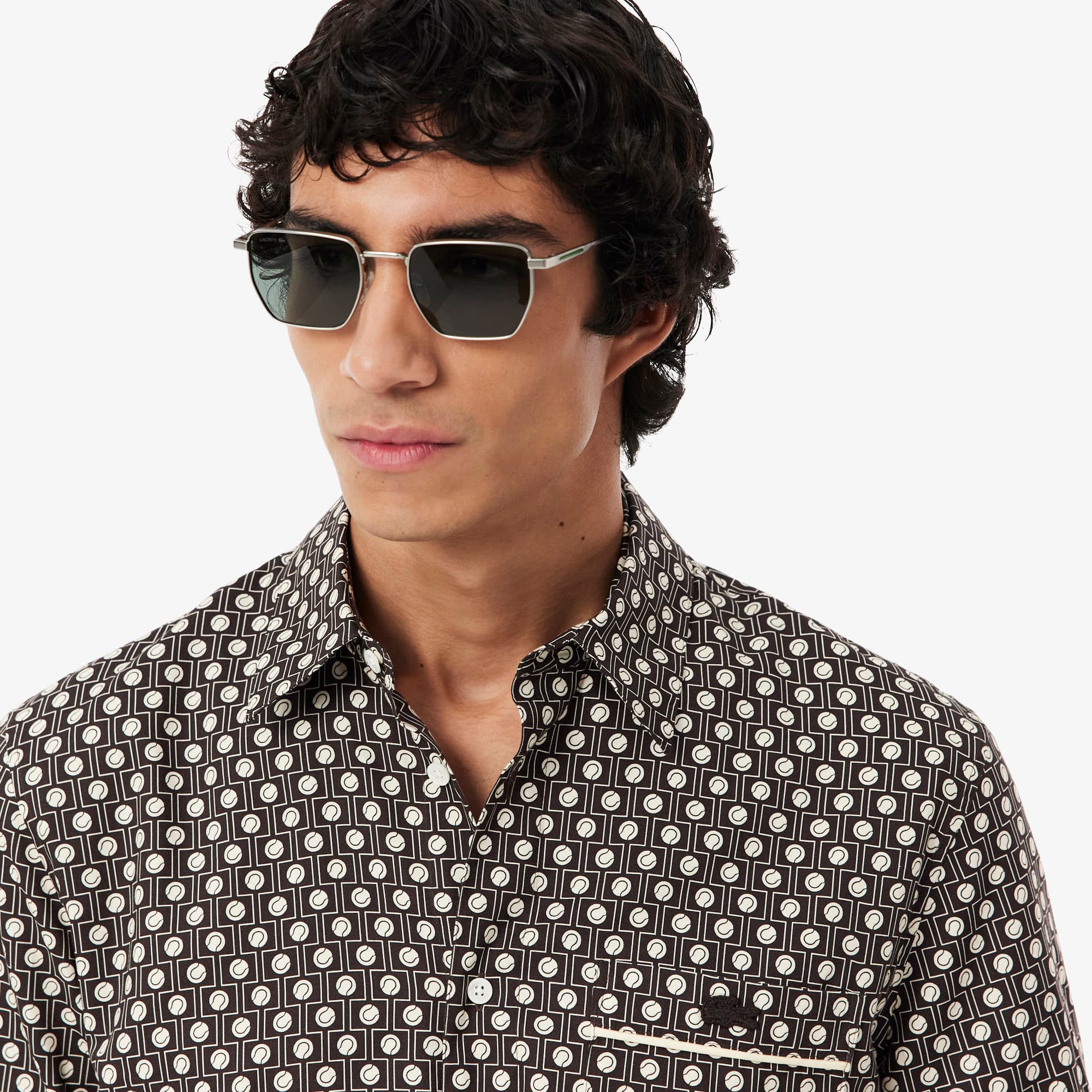 Regular Fit Printed Cotton Shirt - Marron / Beige