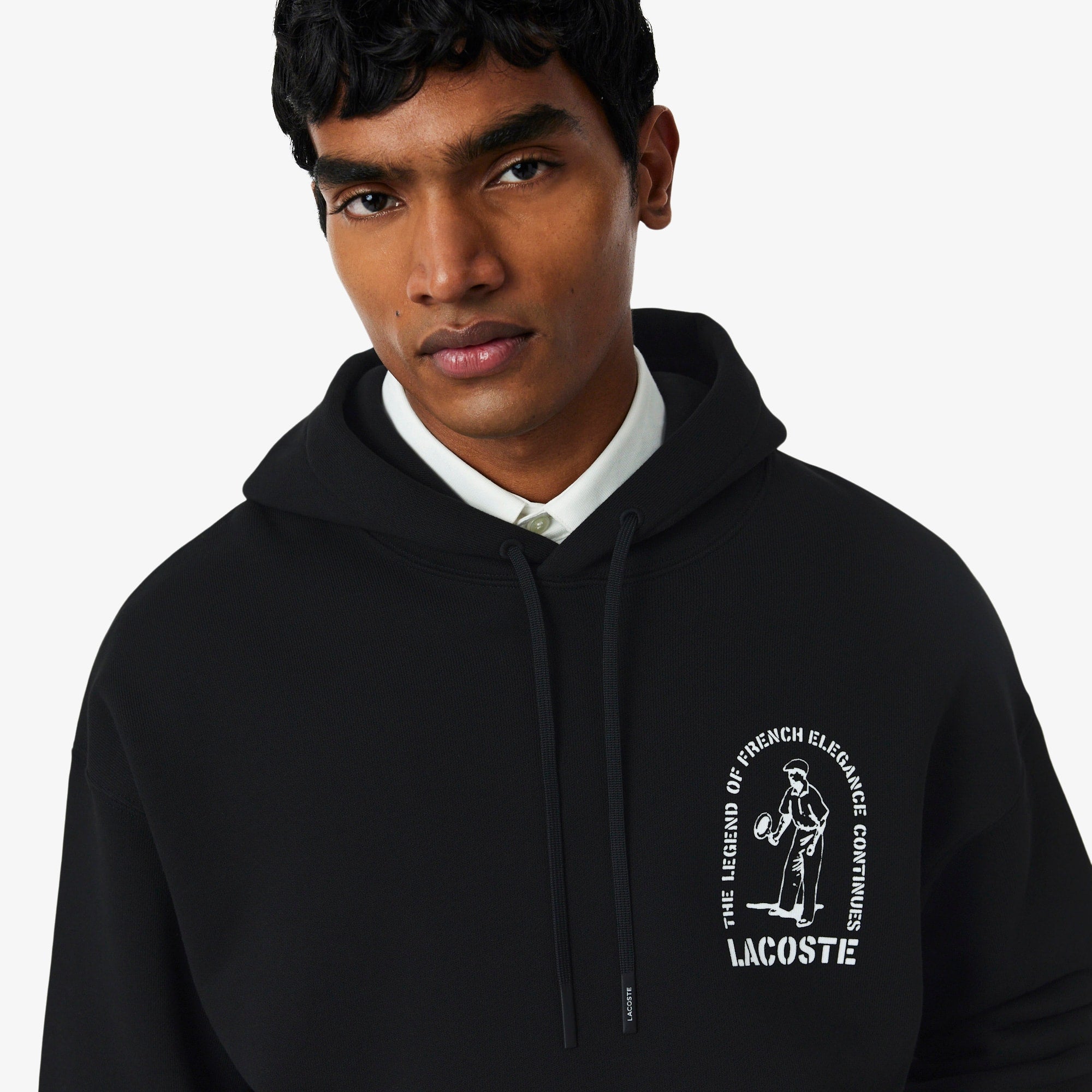 Loose Fit Printed Hoodie - Black