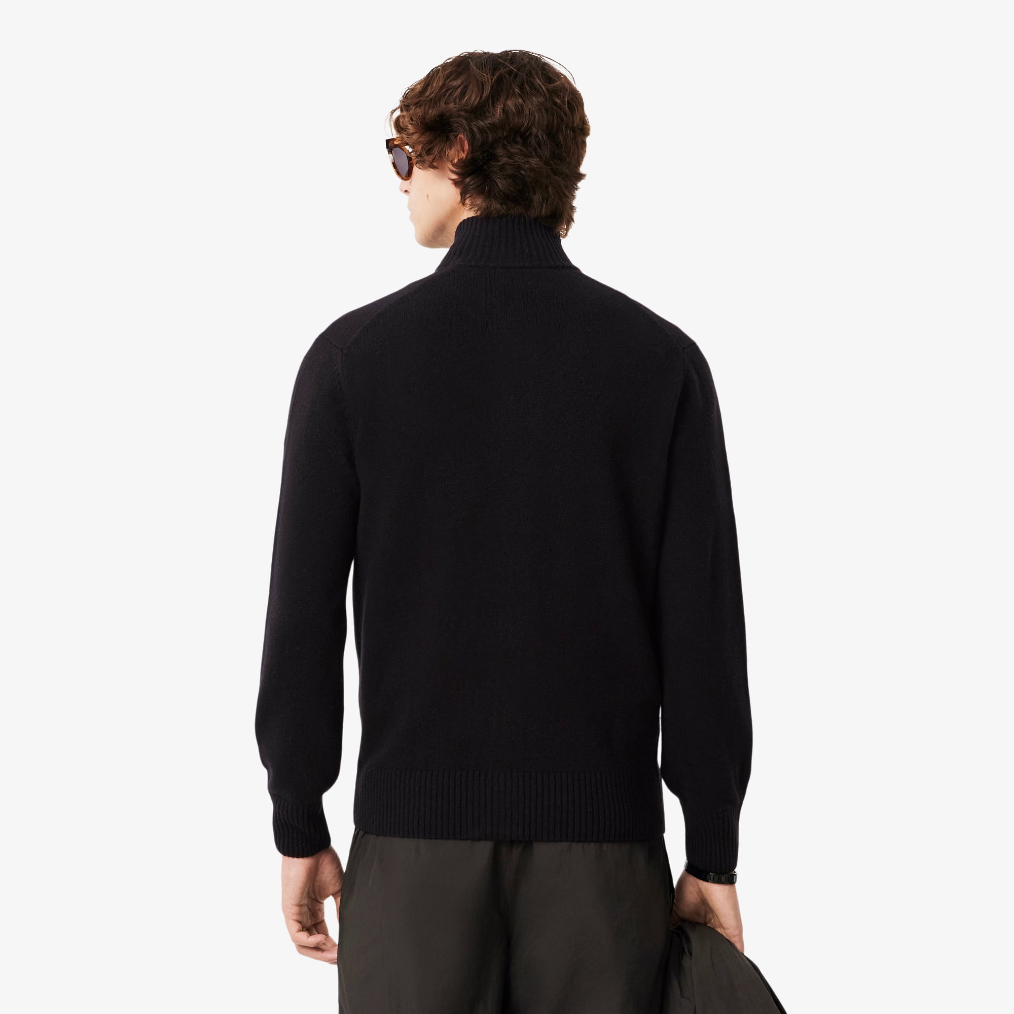 Men's Wool Zip-Up Sweater - Black