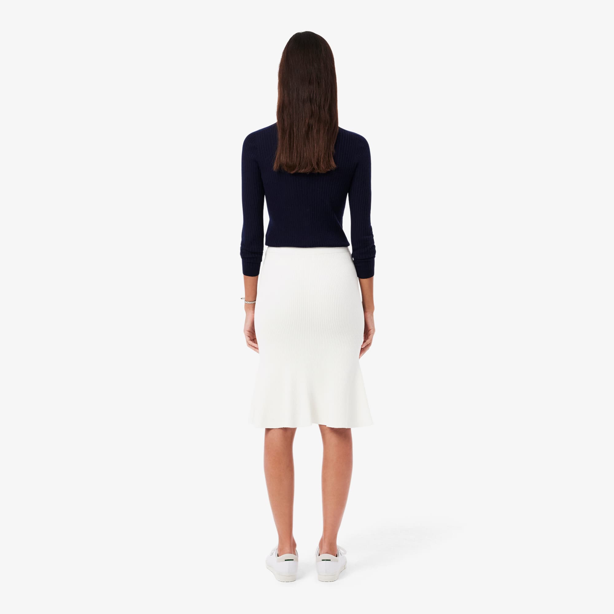 Women's 3D Ribbed Midi Skirt - White