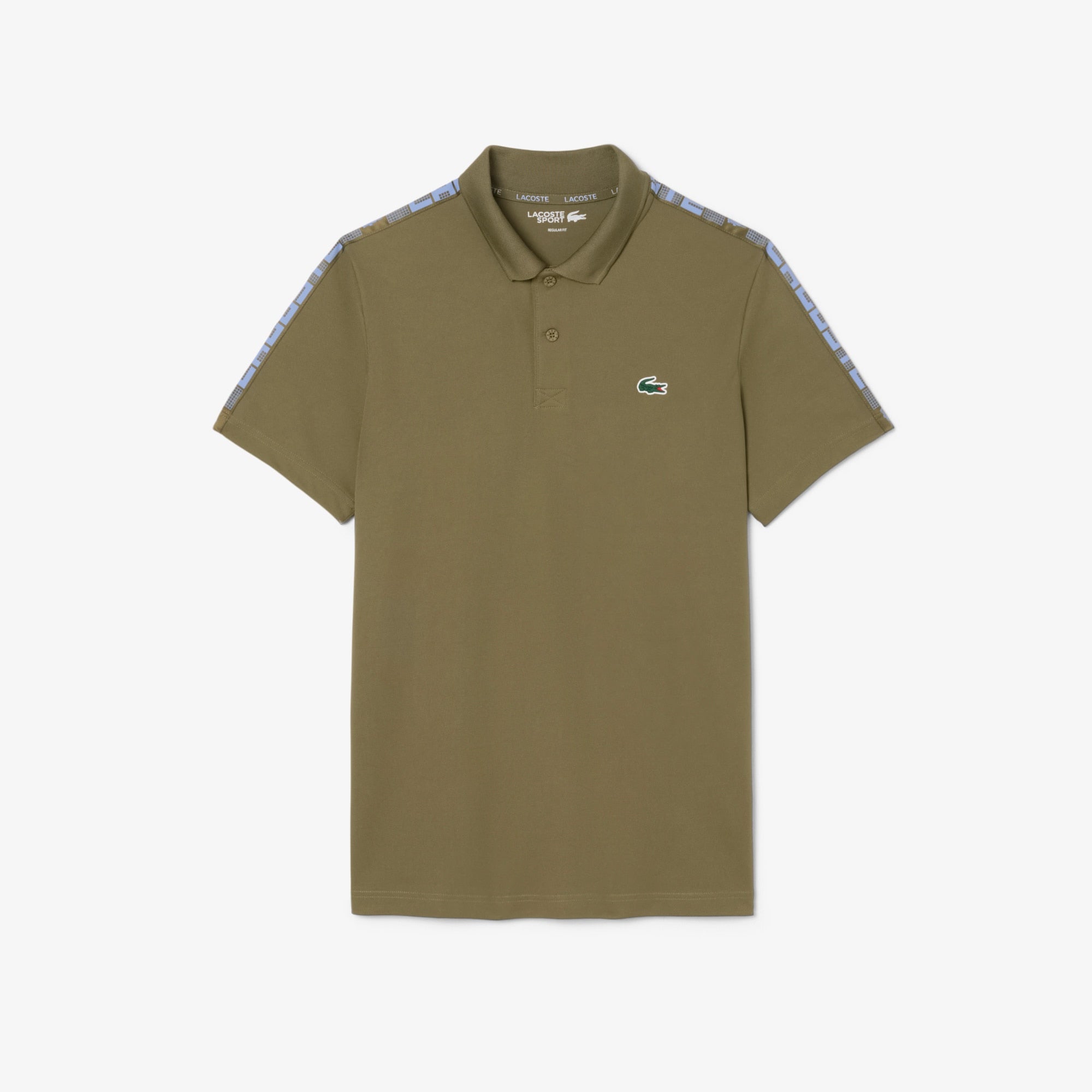 Men's Ultra Dry Branded Stripe Tennis Polo - Khaki Green