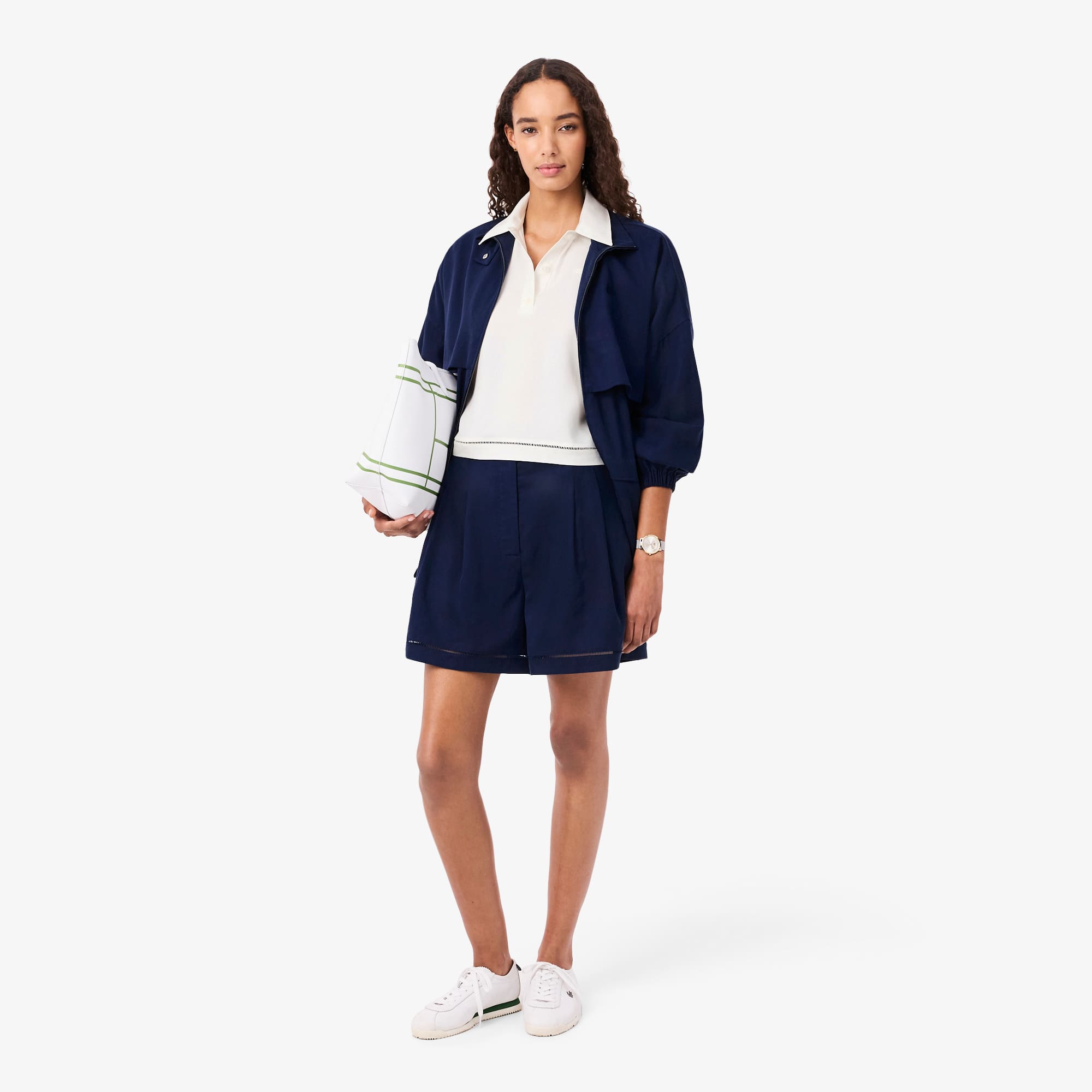 Oversized Fluid Twill Polo - White