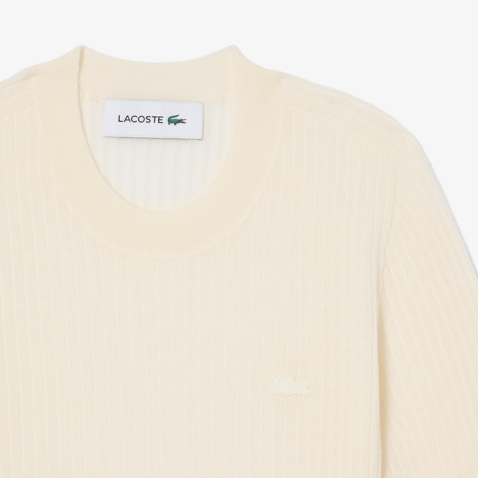 Women's Short Sleeve Merino Wool Rib Knit Sweater - White