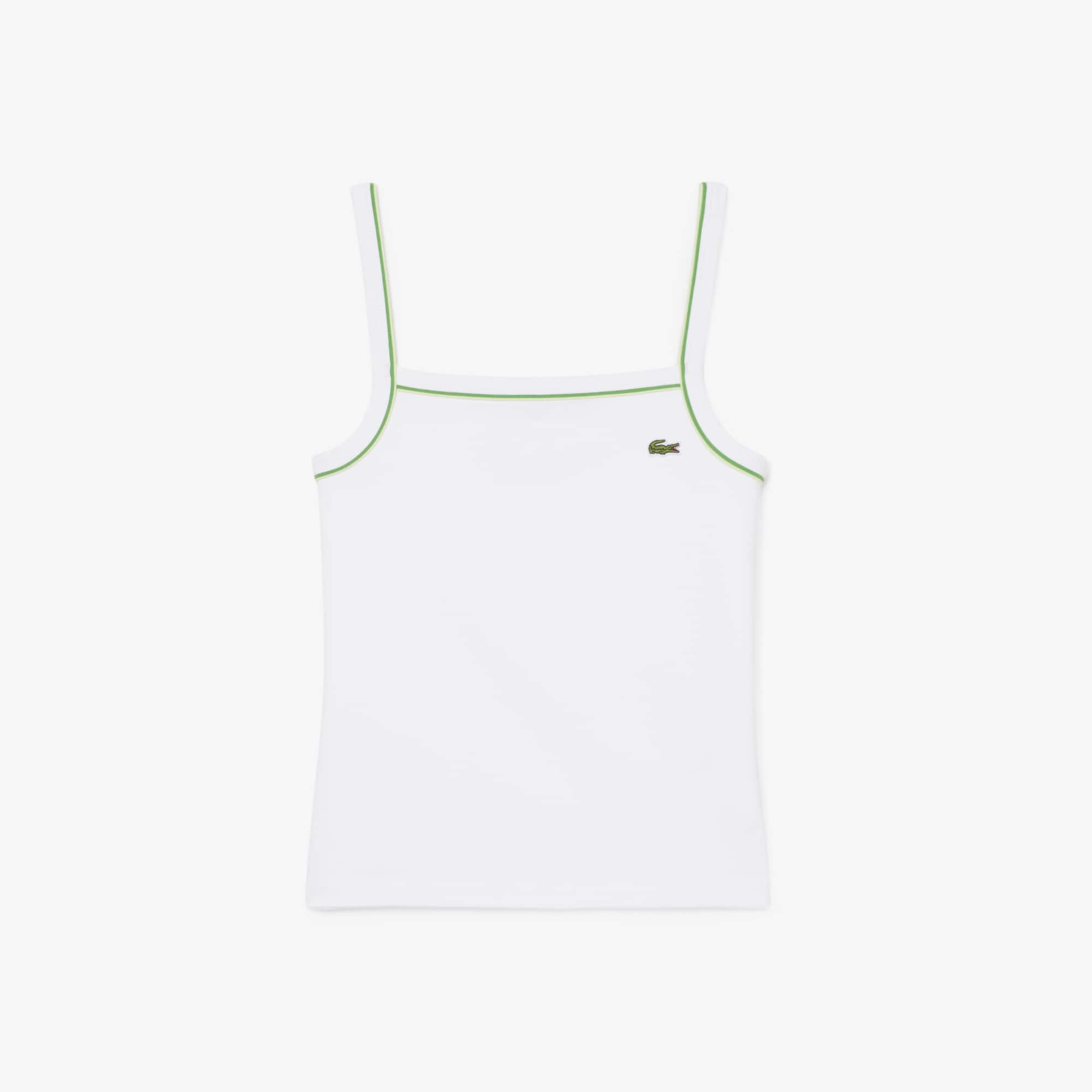 Contrast Accent Cotton Tank Top - Blanc / Vert