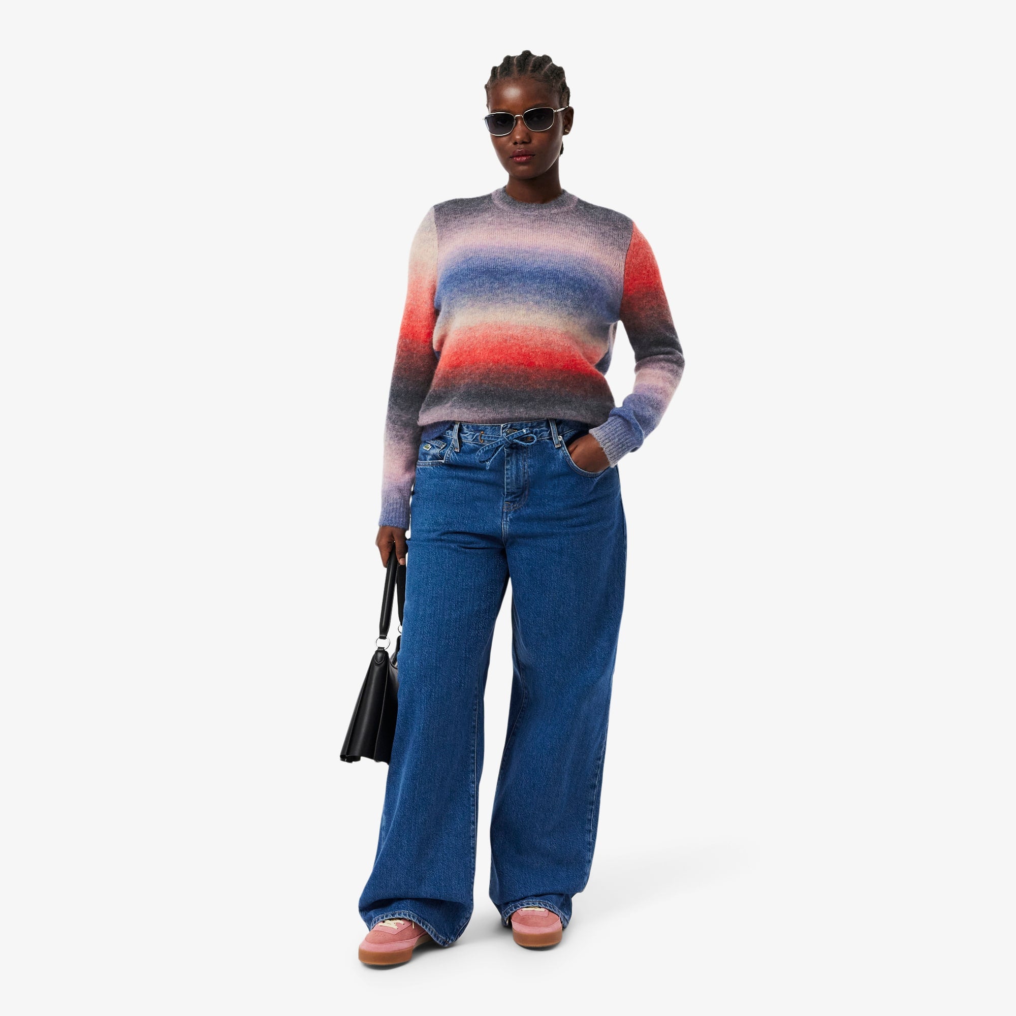 Women's Crew Neck Ombré Sweater - White