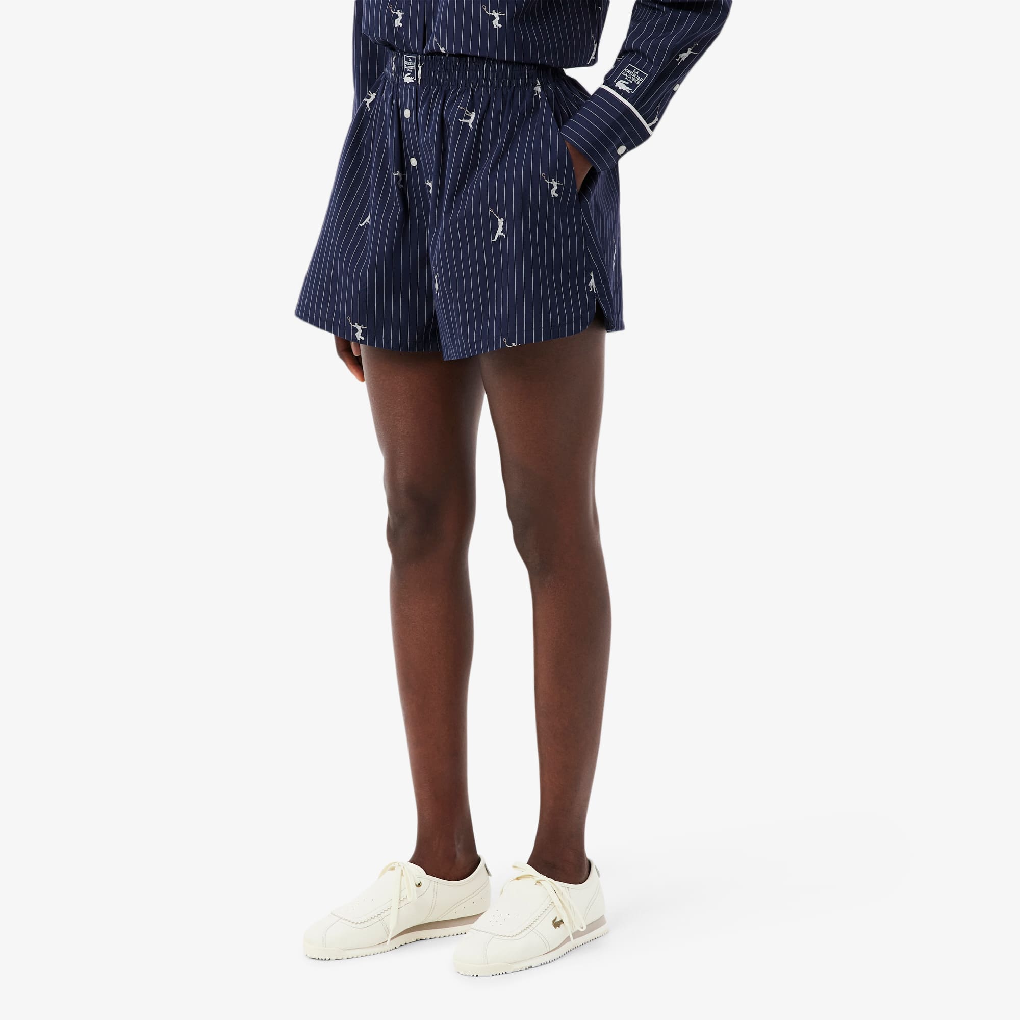 Cotton Poplin Boxer Shorts - Navy Blue / White